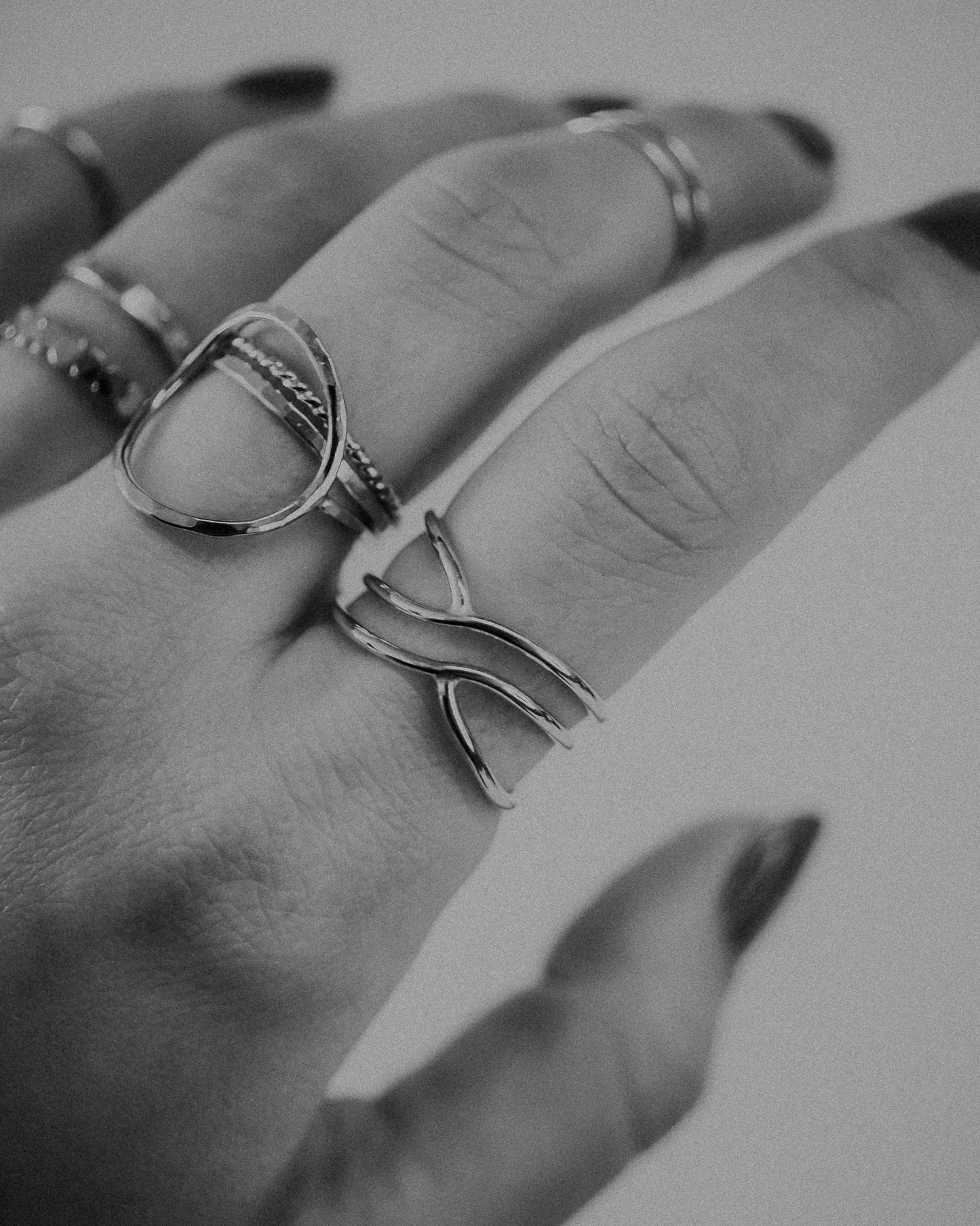 Small Curved Wraparound Ring, Sterling Silver