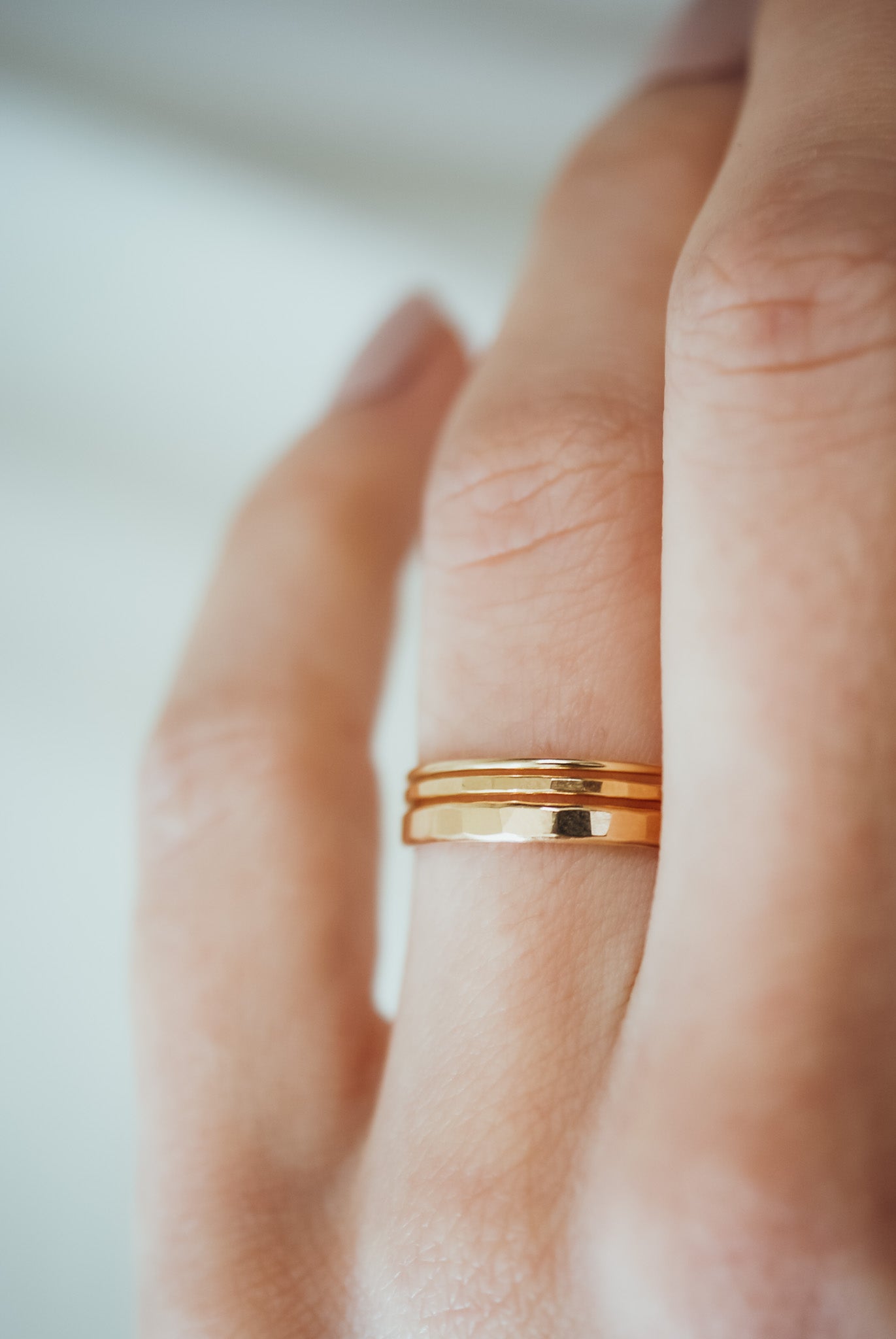 Basic Stacking Set Of 3 Rings, Solid 14K Gold or Rose Gold