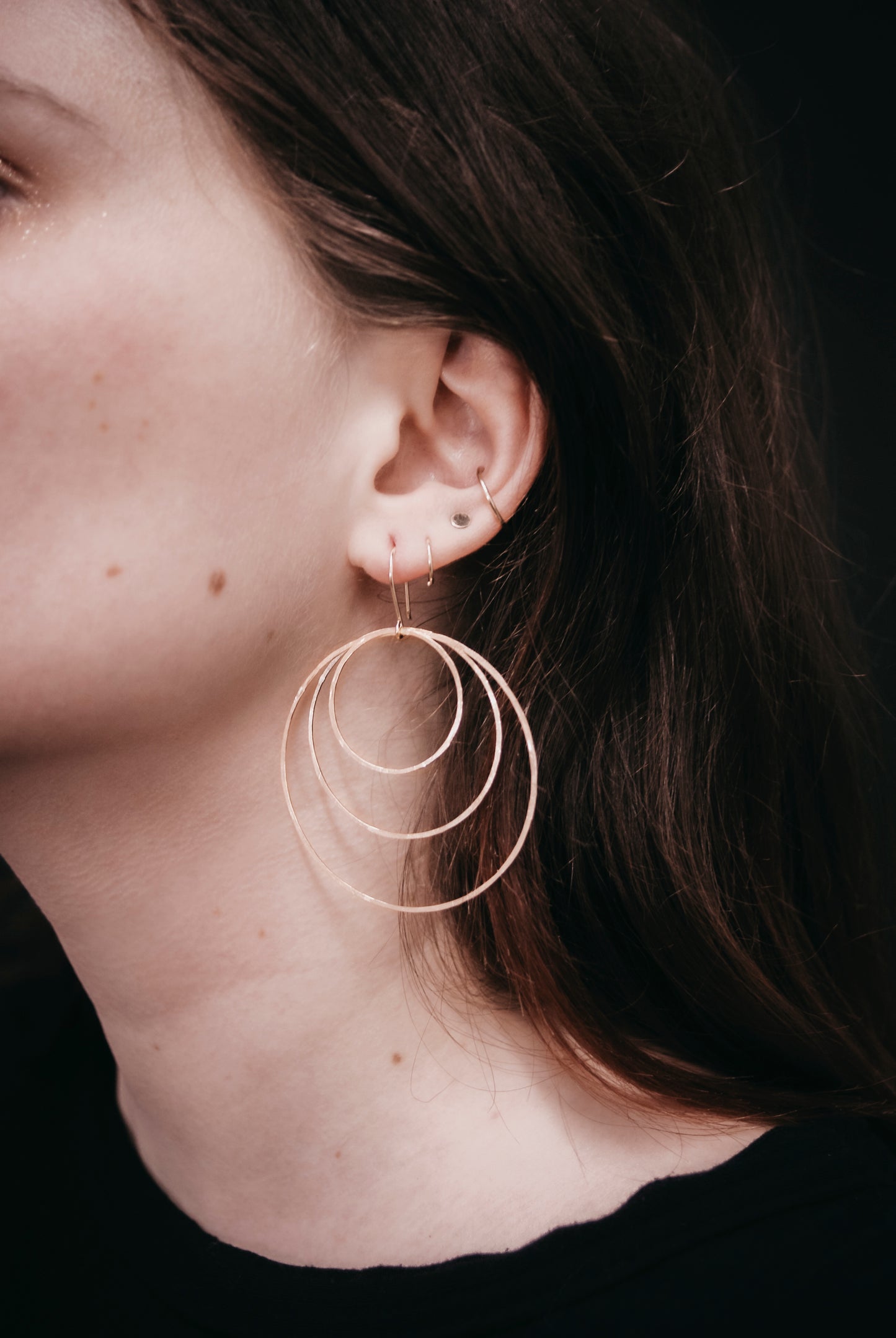 Triple Hoop Earrings, Gold Fill, Rose Gold Fill or Sterling Silver
