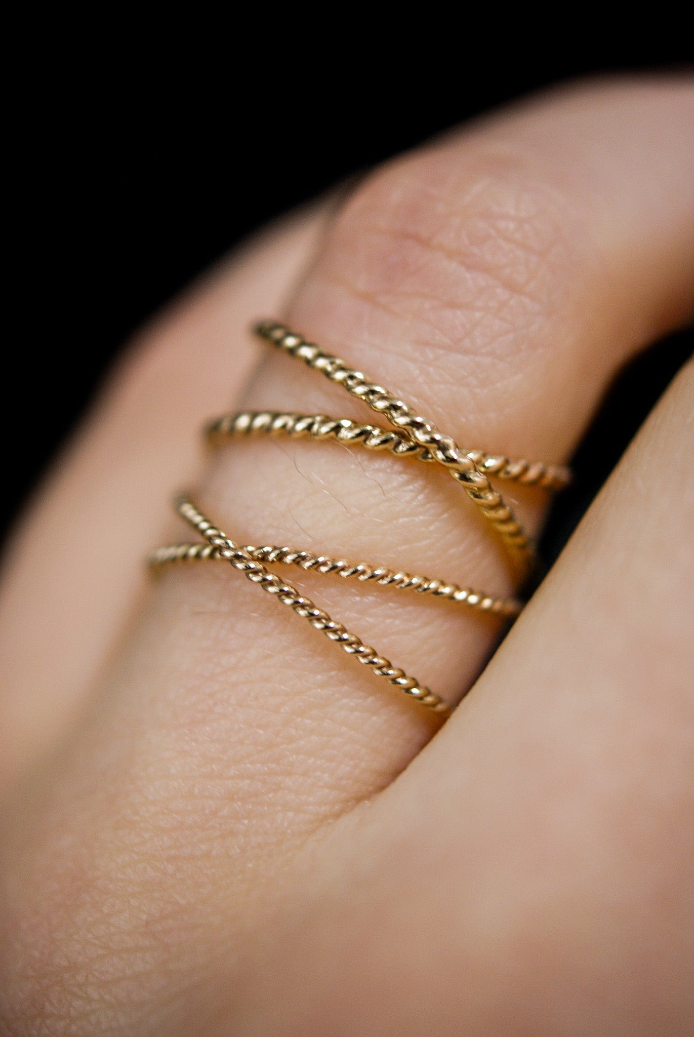 Twist X-Ring, Solid 14K Gold