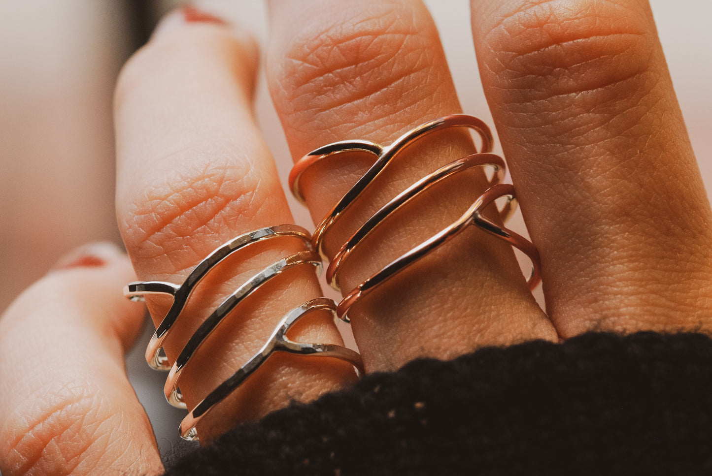 Curved Wraparound Ring, Sterling Silver