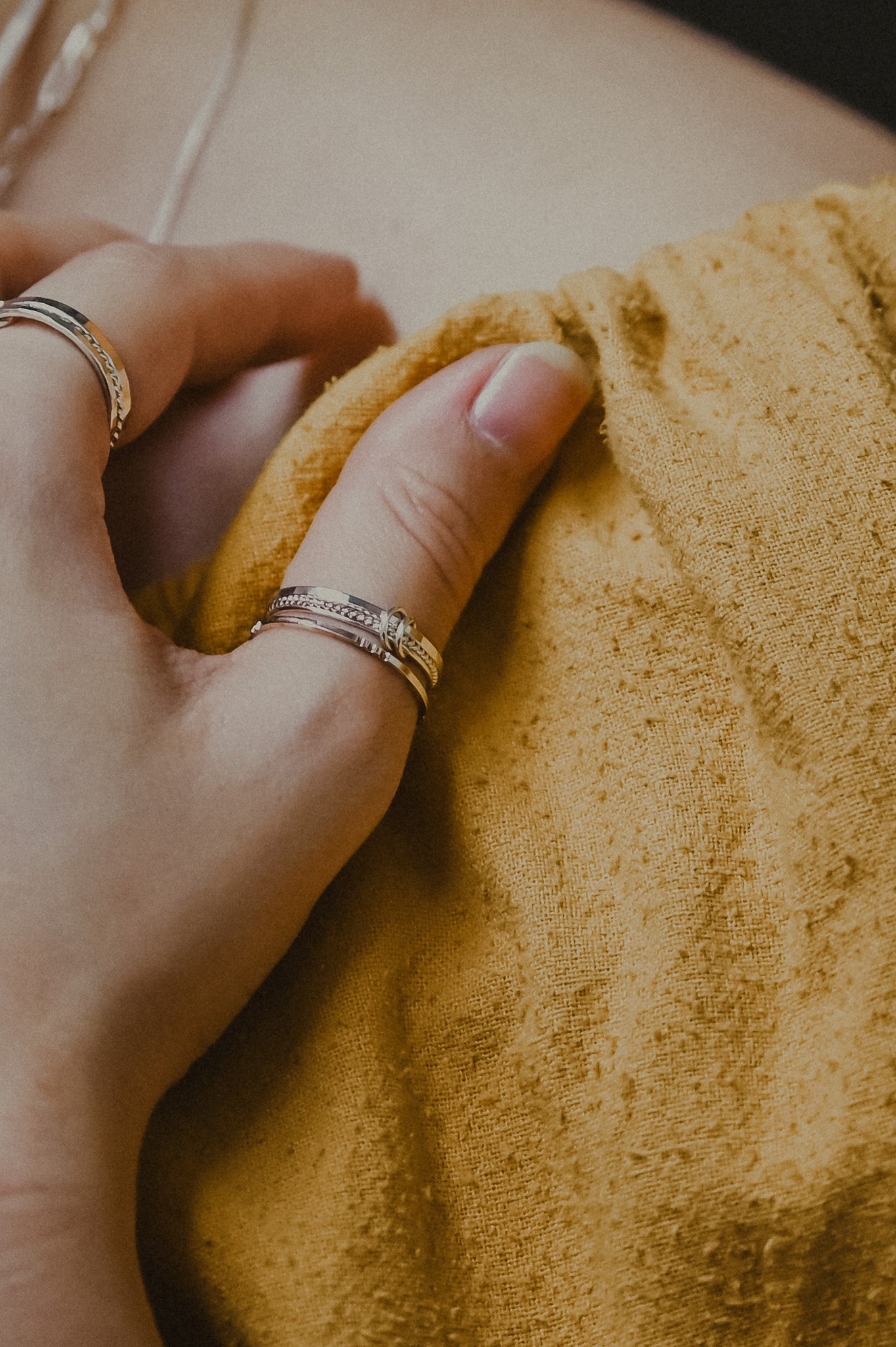 Triple Link Ring, 14K Rose Gold Fill