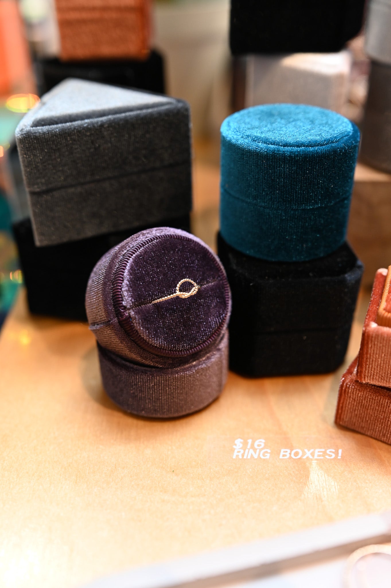 Simple Shapes Velvet Ring Box