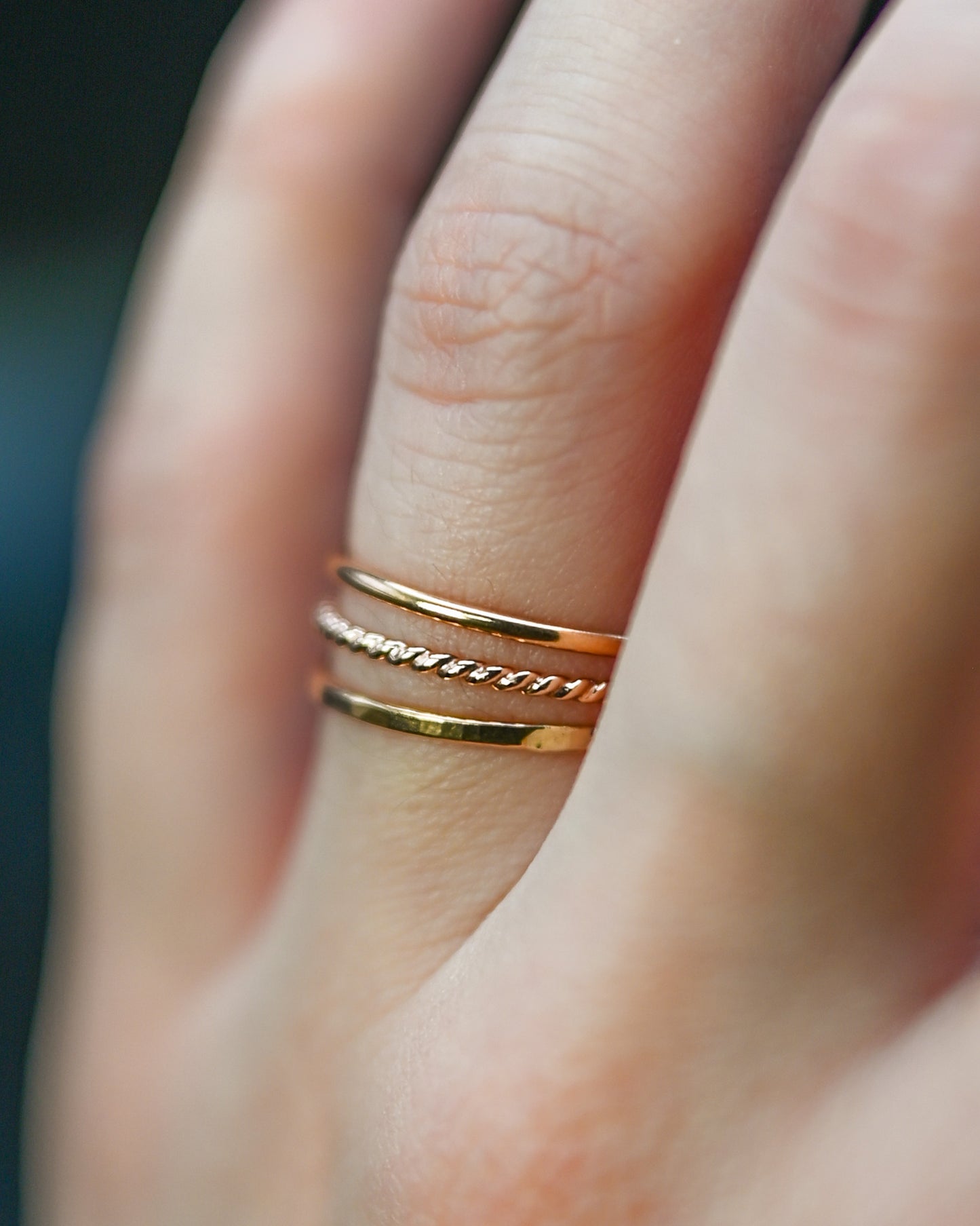 Twist Set of 3 Stacking Rings, 14K Gold Fill