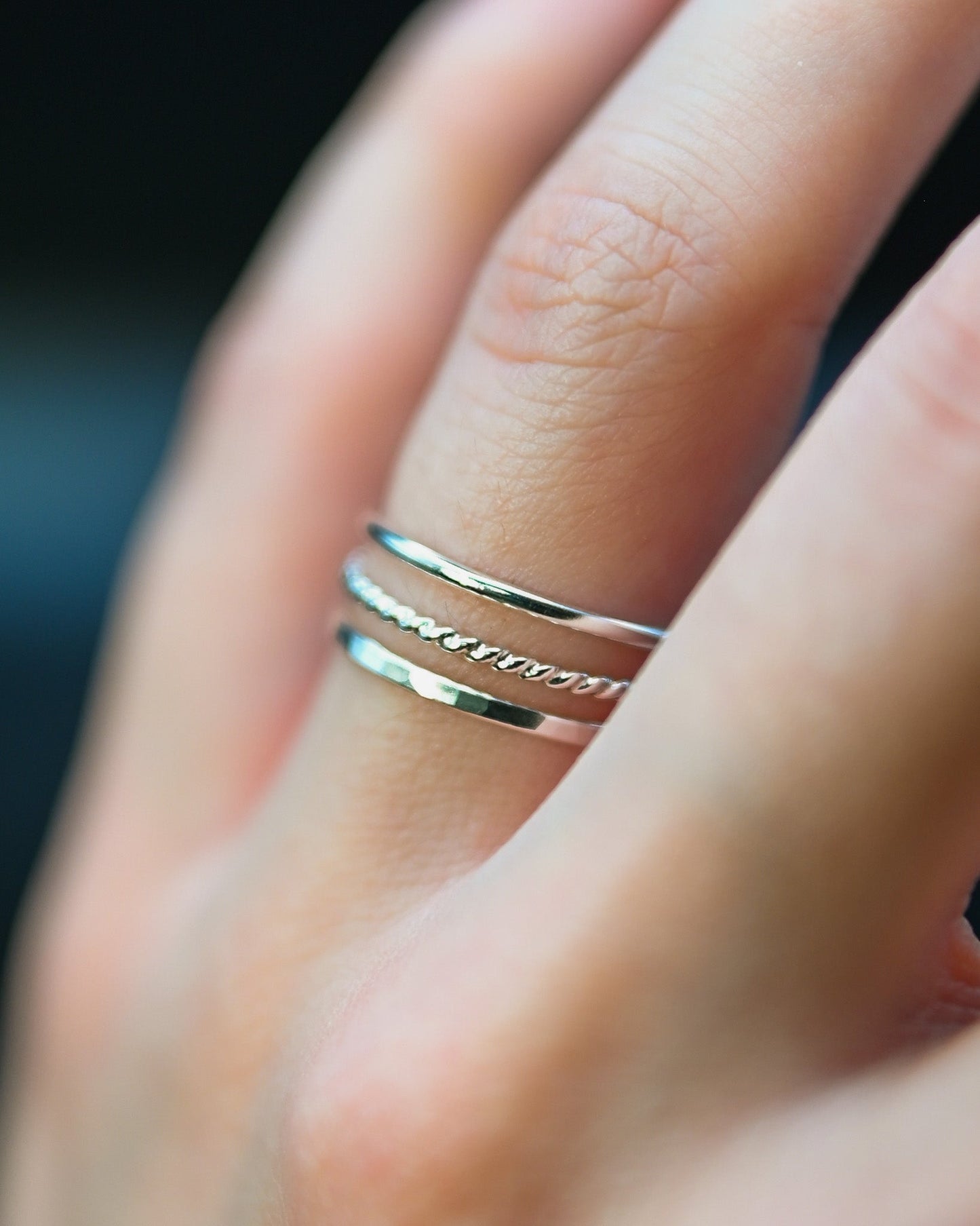Twist Set of 3 Stacking Rings, Sterling Silver