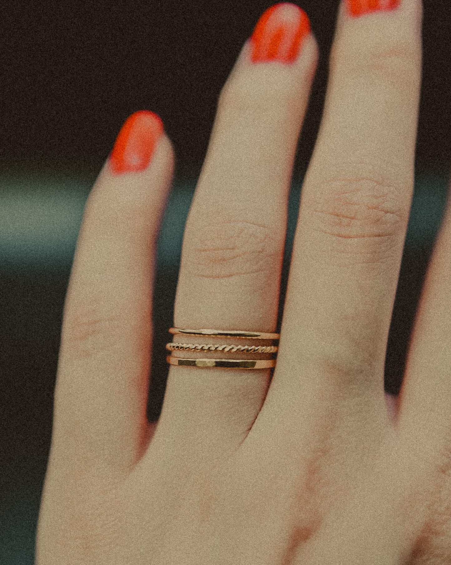 Twist Set of 3 Stacking Rings, 14K Gold Fill