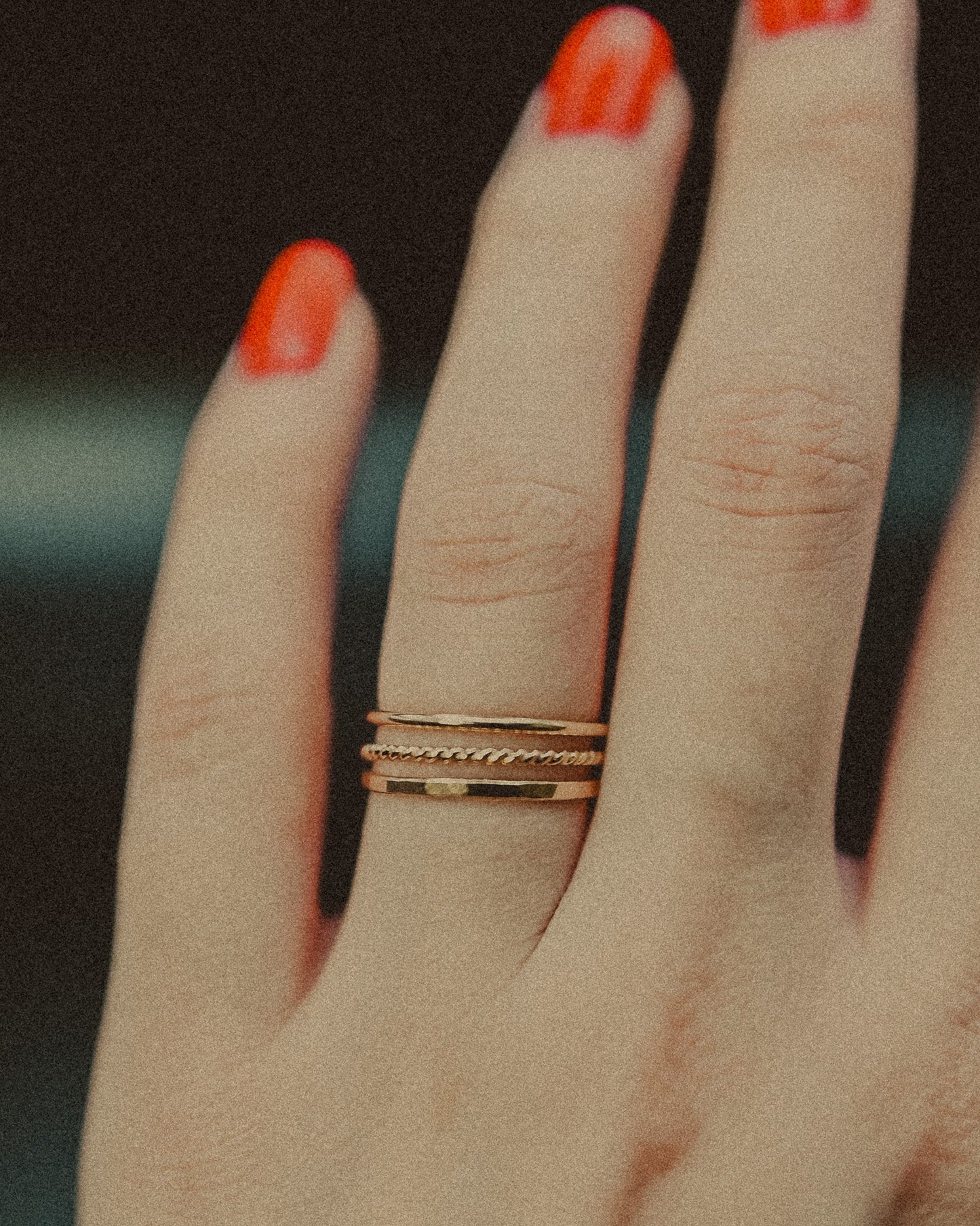 Twist Set of 3 Stacking Rings, 14K Rose Gold Fill