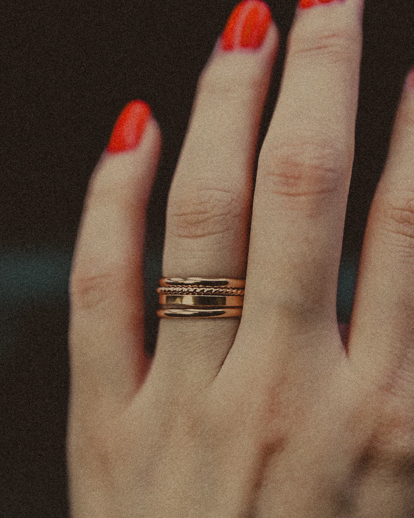 Mirrored Extra Thick Set of 4 Stacking Rings, Gold Fill, Rose Gold Fill or Sterling Silver