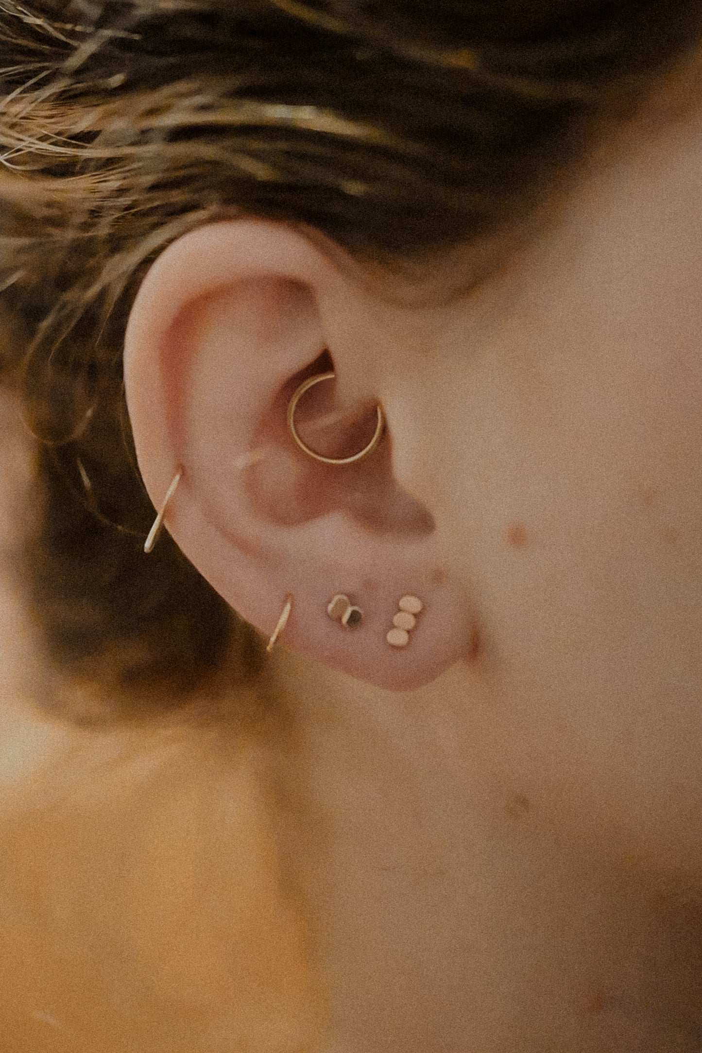 Hammered Bead Flat Back Stud Earring