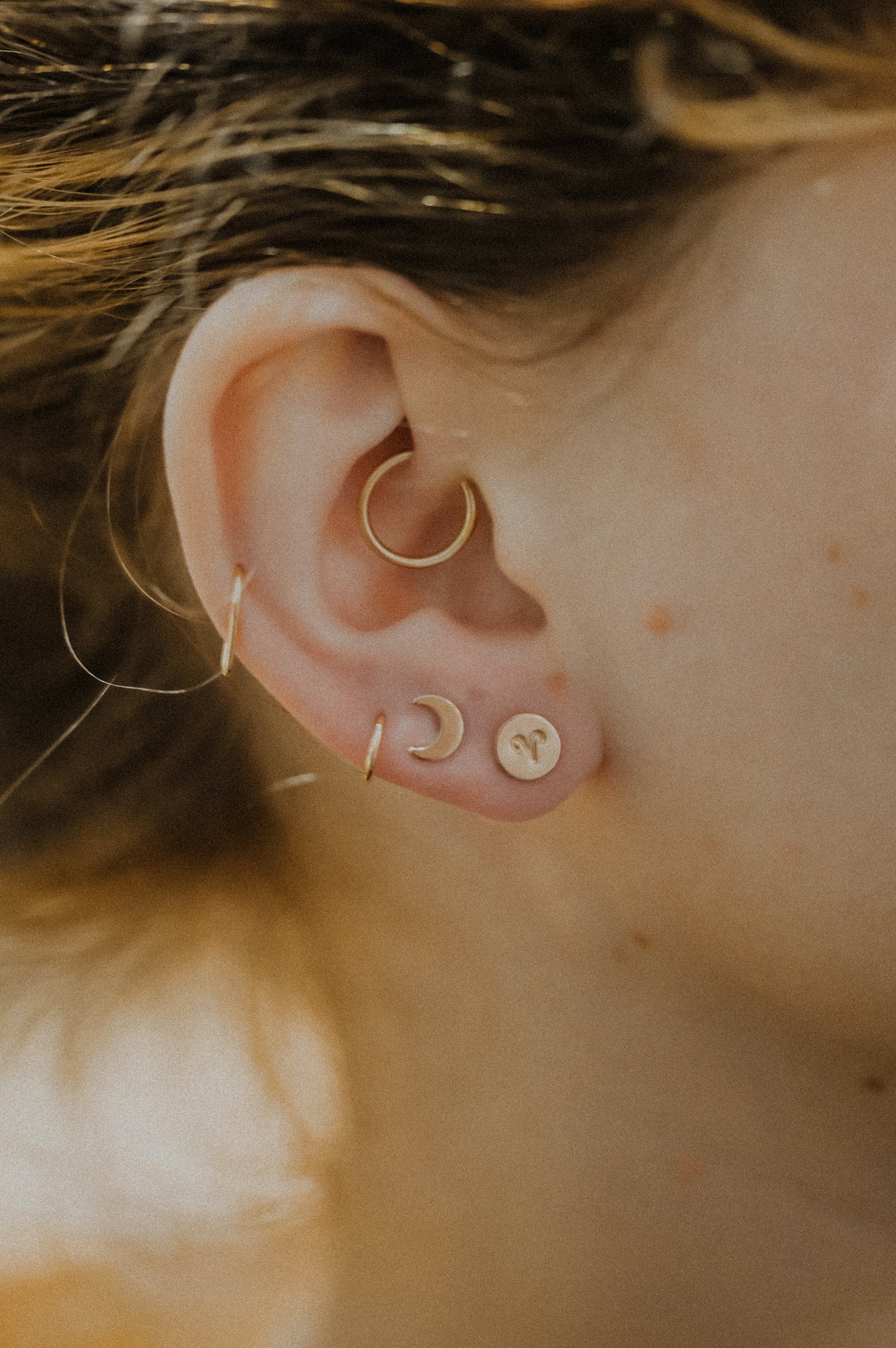 Moon Flat Back Stud Earring