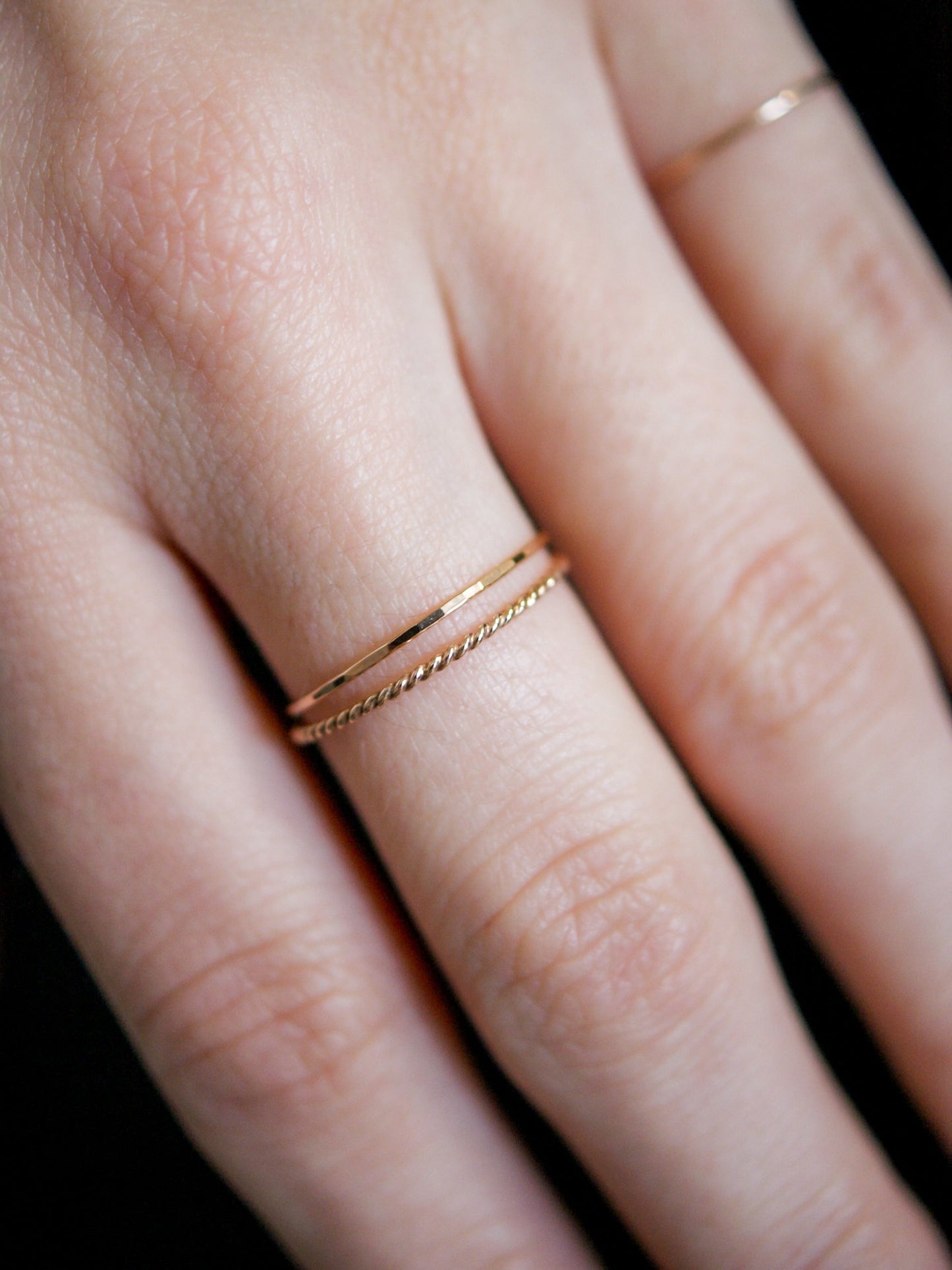 Twist Set of 3 Stacking Rings, 14K Rose Gold Fill