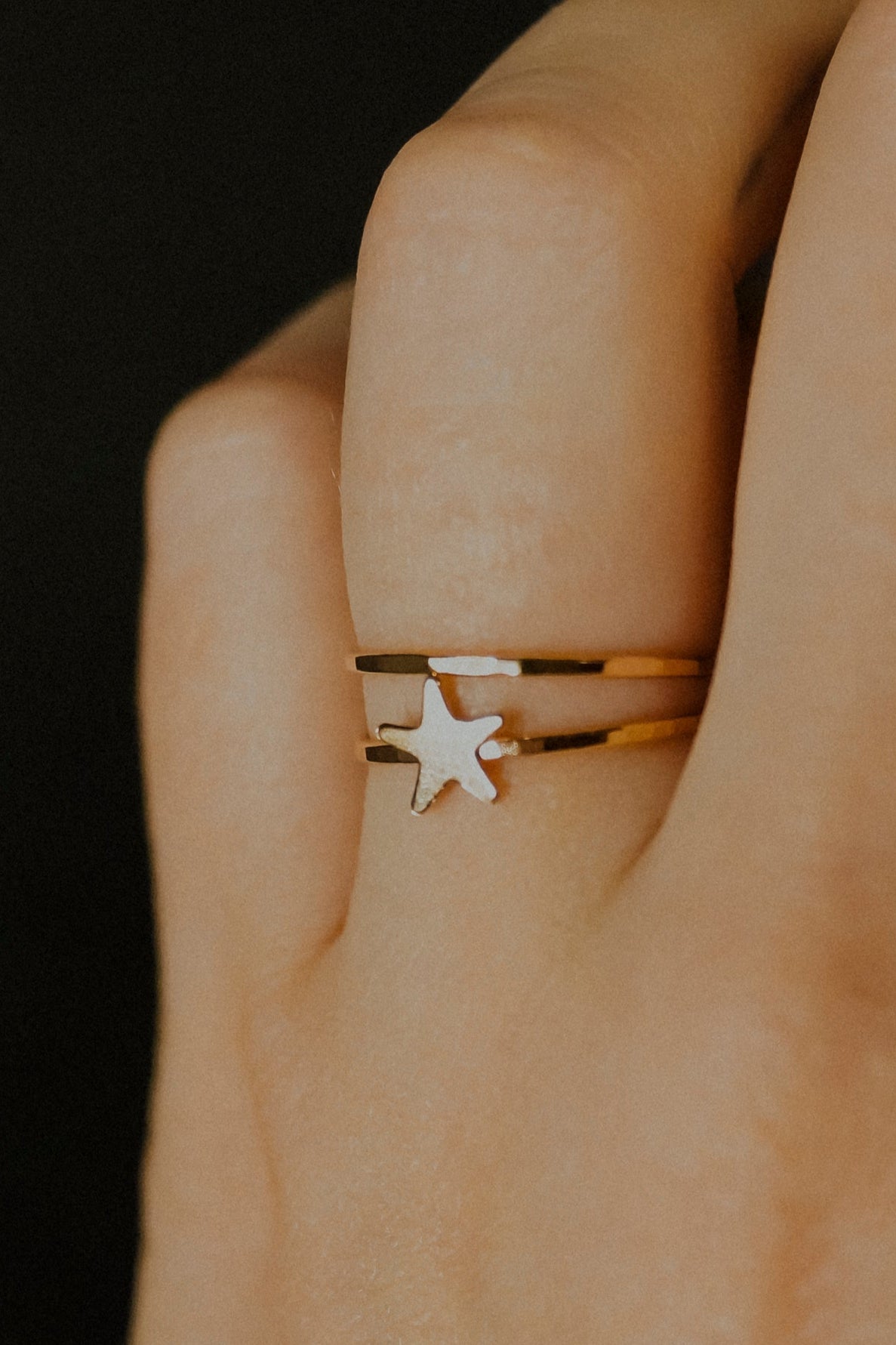 Star Set of 2 Stacking Rings, 14K Gold Fill