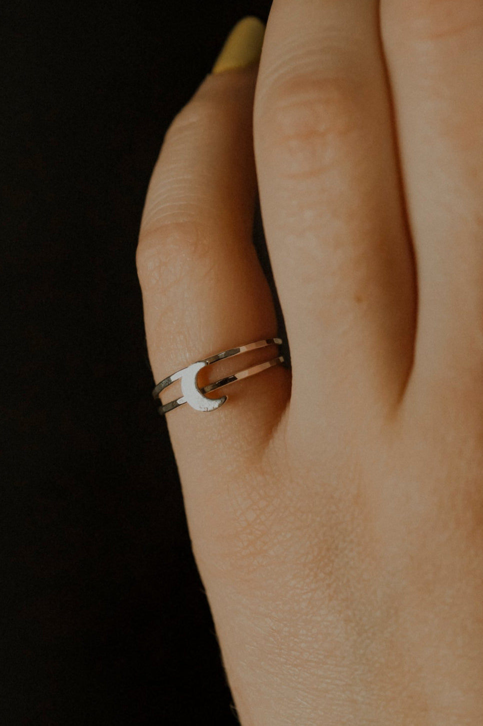 Moon Set of 2 Stacking Rings, Sterling Silver