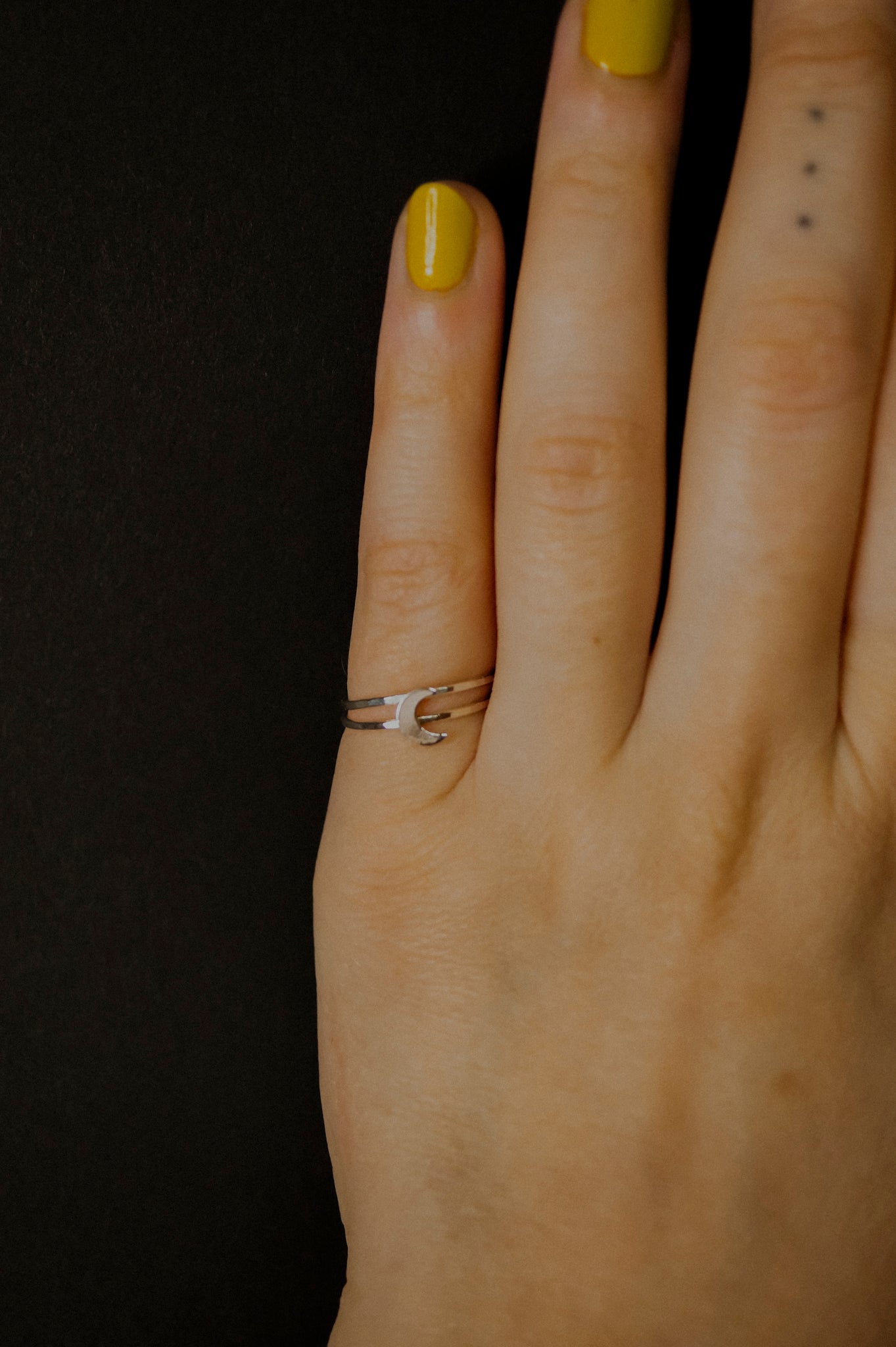 Moon Set of 2 Stacking Rings, Sterling Silver