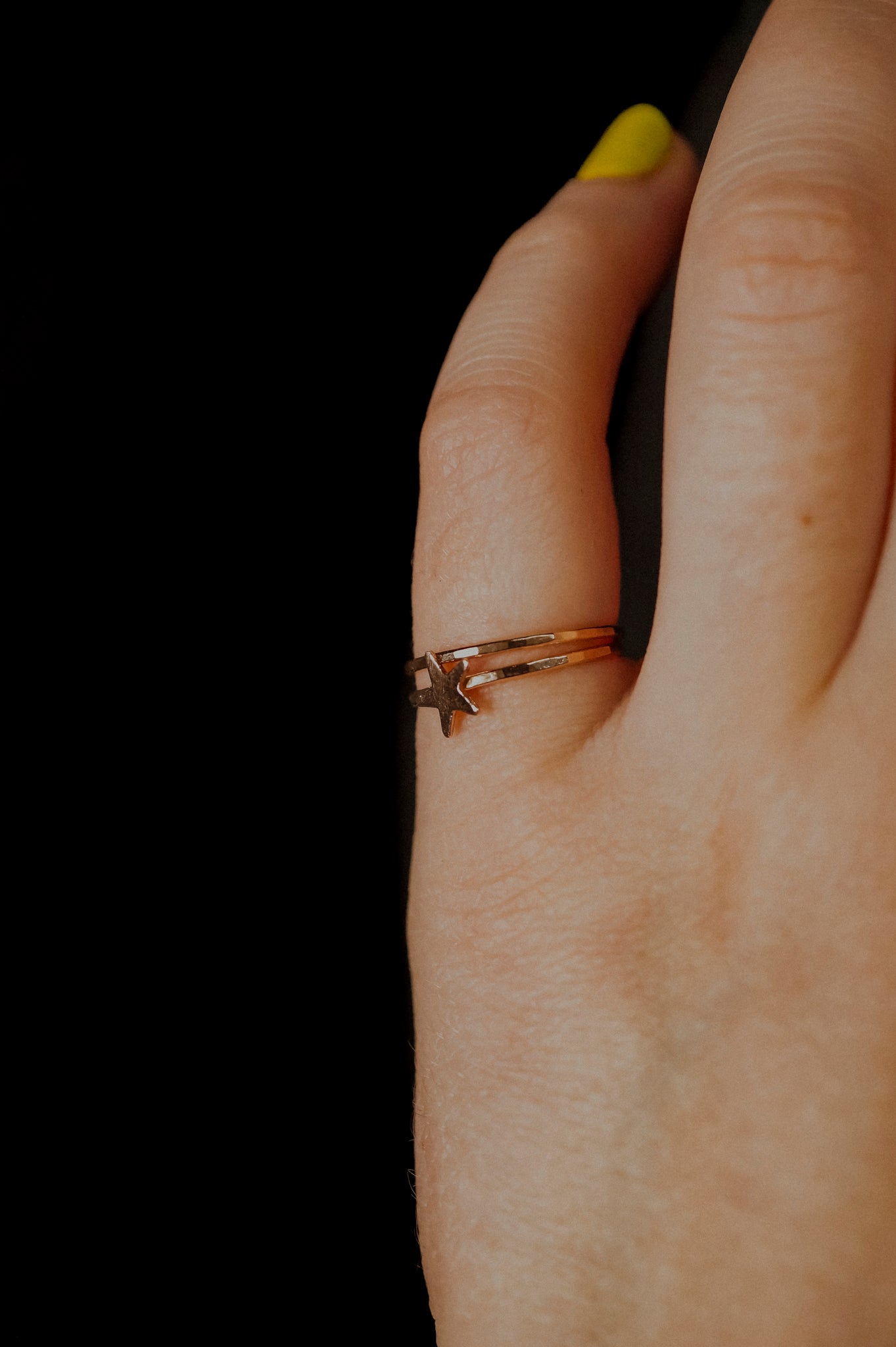 Star Set of 2 Stacking Rings, 14K Rose Gold Fill