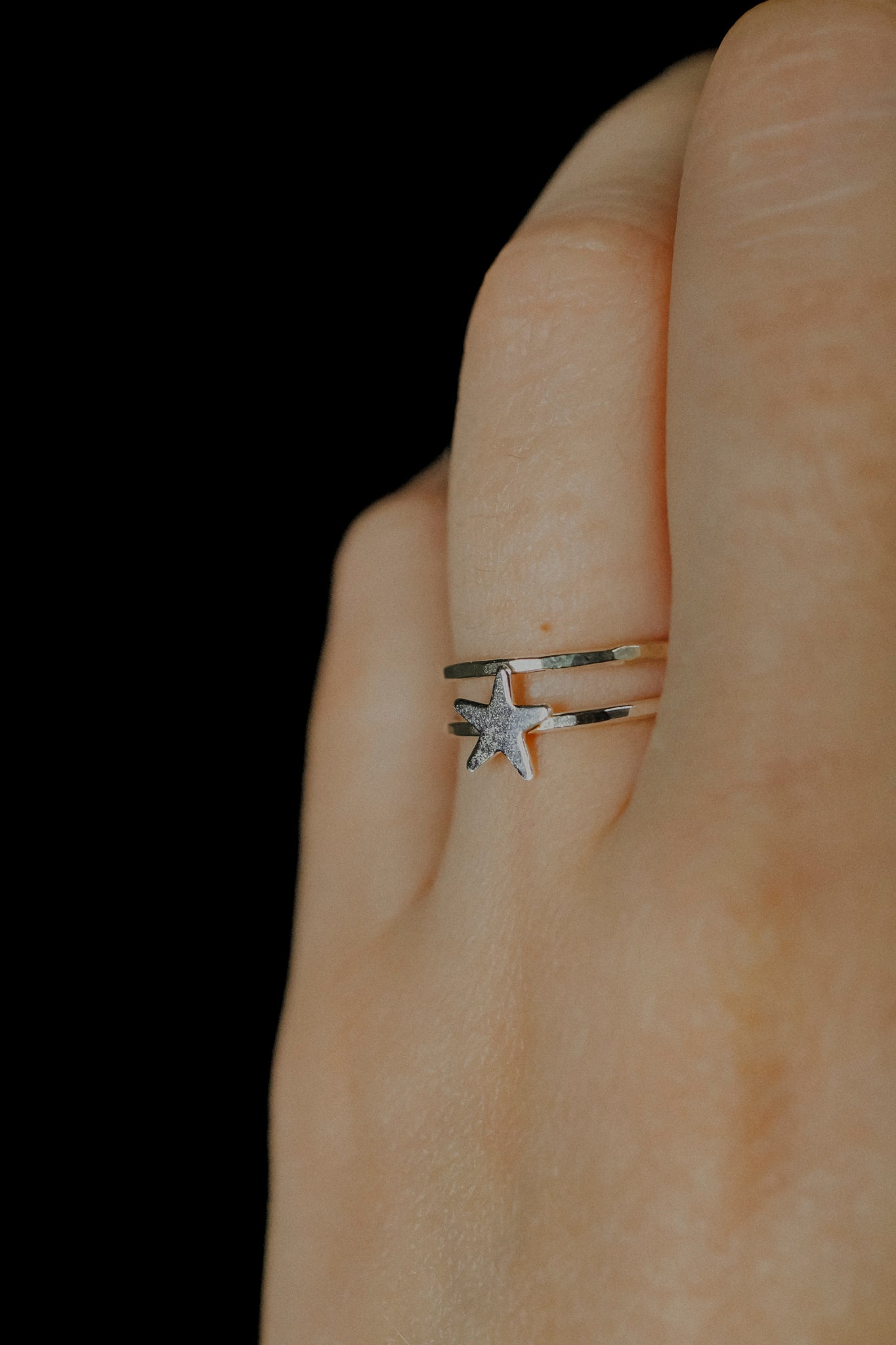 Star Set of 2 Stacking Rings, Sterling Silver