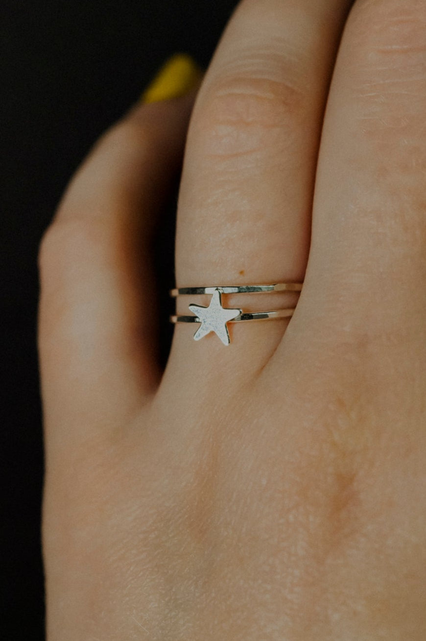 Star Set of 2 Stacking Rings, Sterling Silver