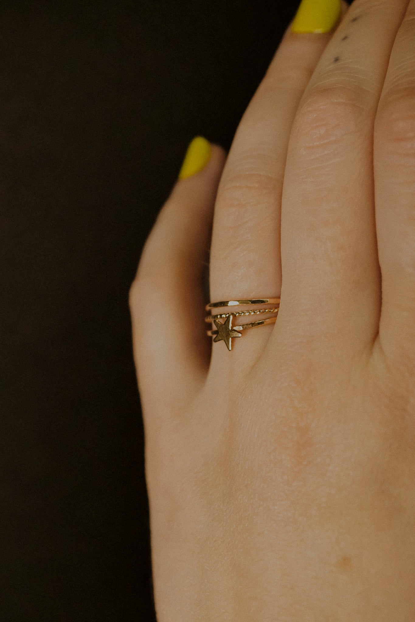 Star Set of 3 Stacking Rings, 14K Gold Fill