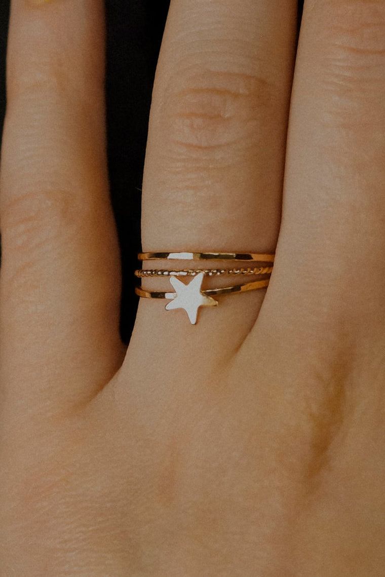 Star Set of 3 Stacking Rings, 14K Gold Fill