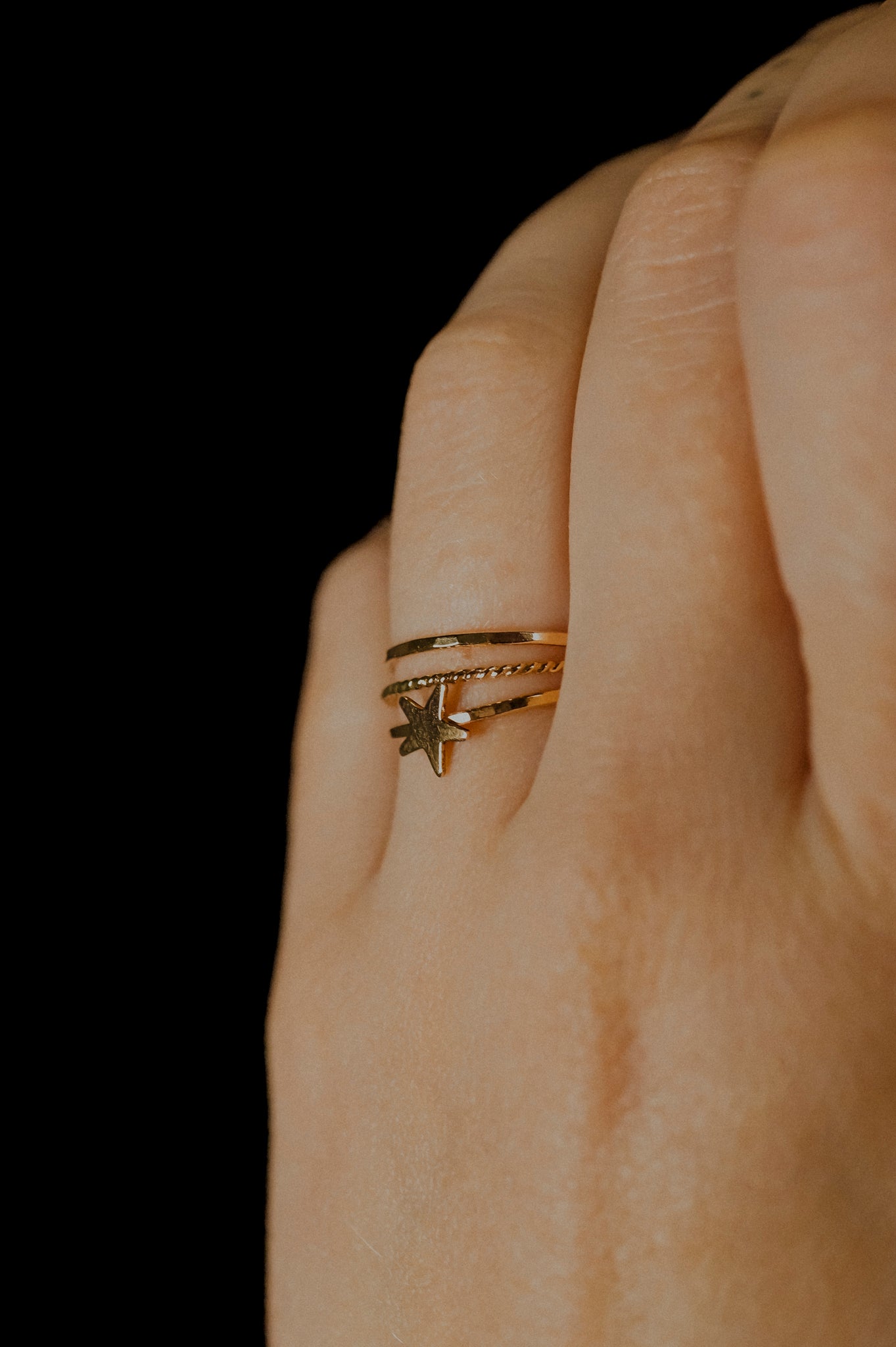 Star Set of 3 Stacking Rings, 14K Gold Fill