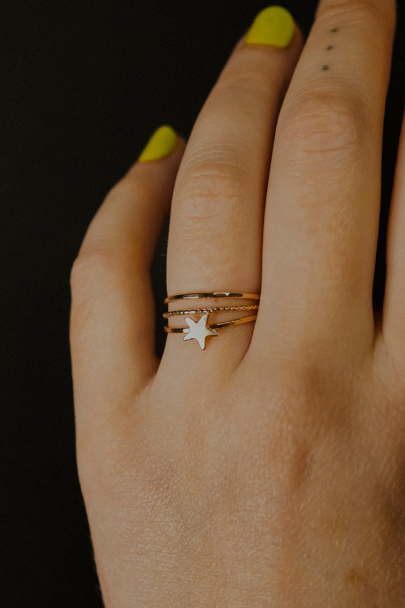 Star Set of 3 Stacking Rings, 14K Gold Fill