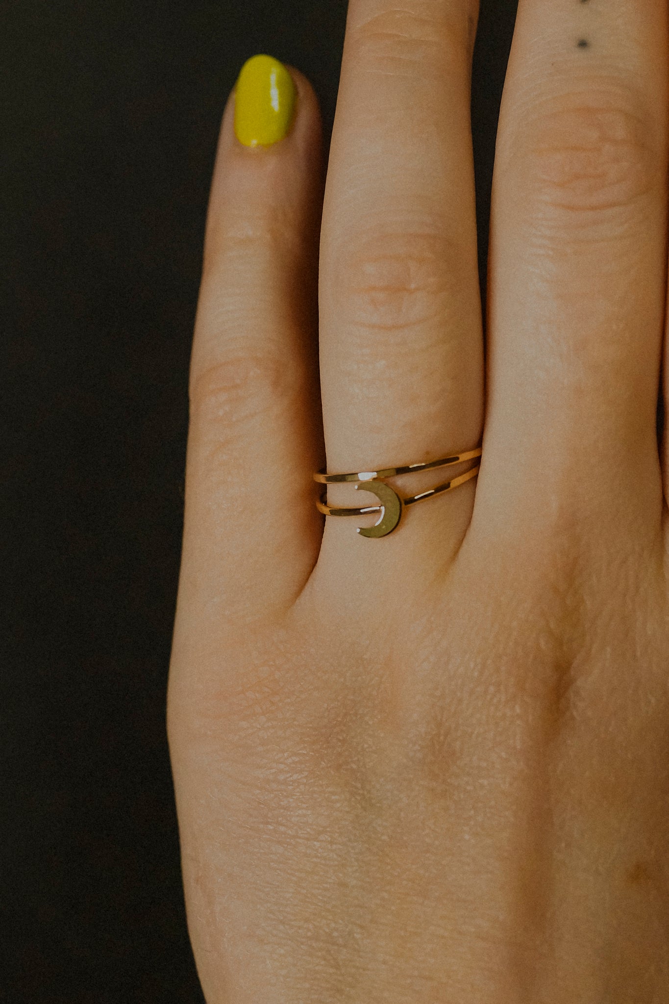 Moon Set of 2 Stacking Rings, 14K Gold Fill
