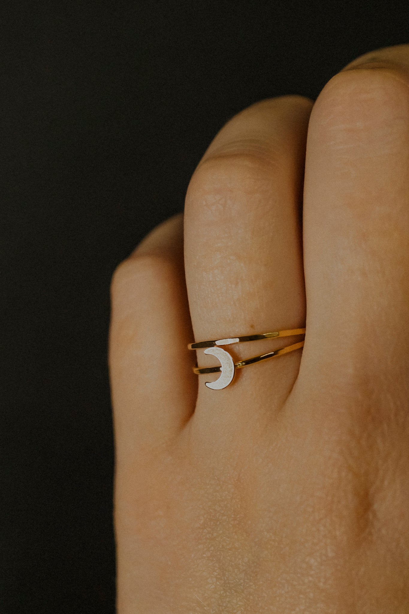 Moon Set of 2 Stacking Rings, 14K Gold Fill