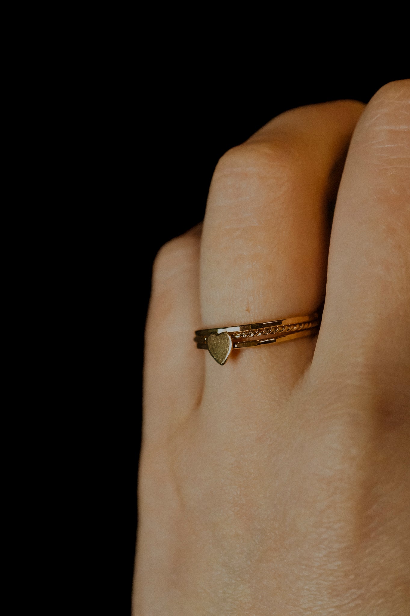 Heart Set of 3 Stacking Rings, 14K Gold Fill