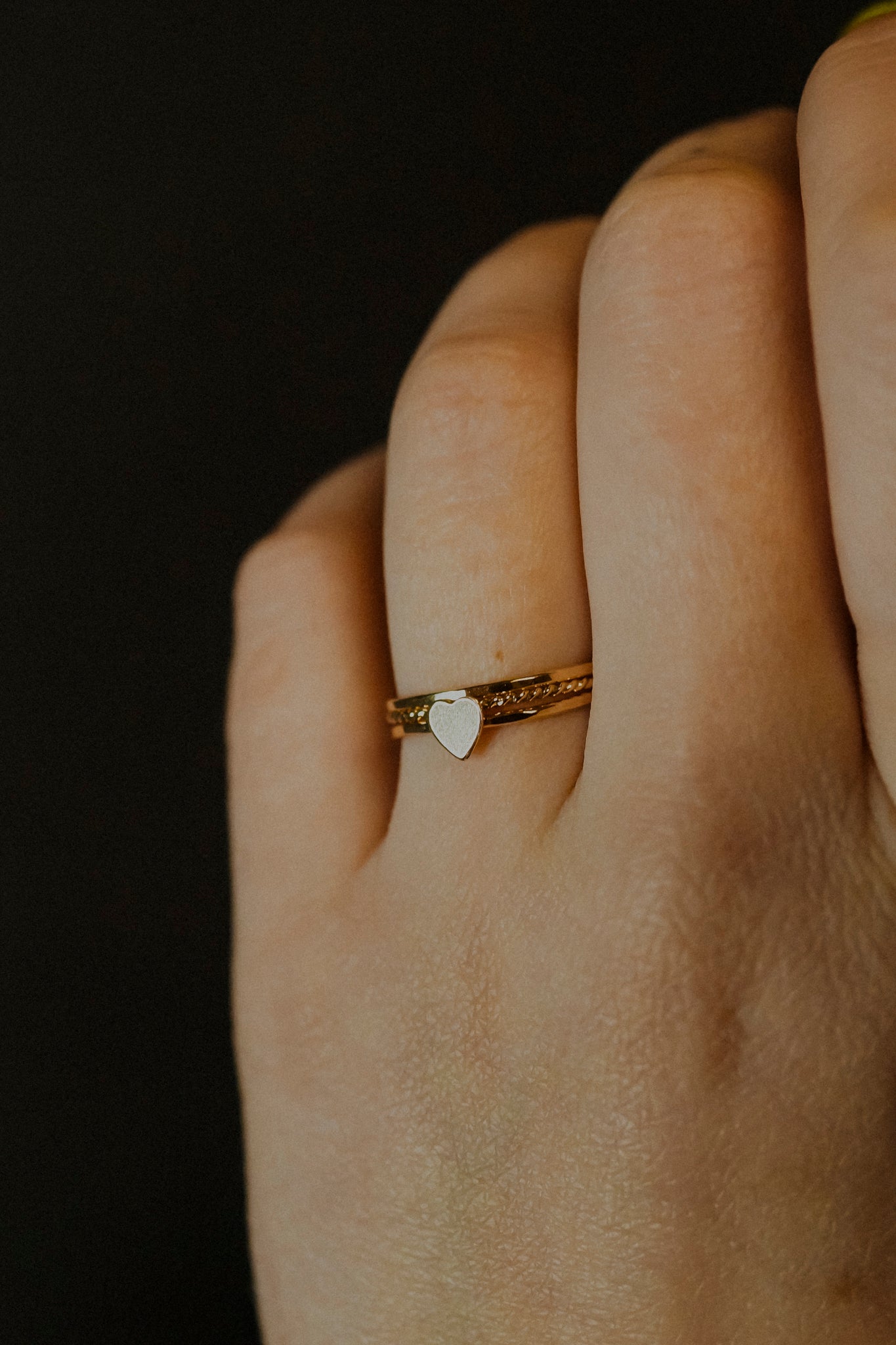 Heart Set of 3 Stacking Rings, 14K Gold Fill