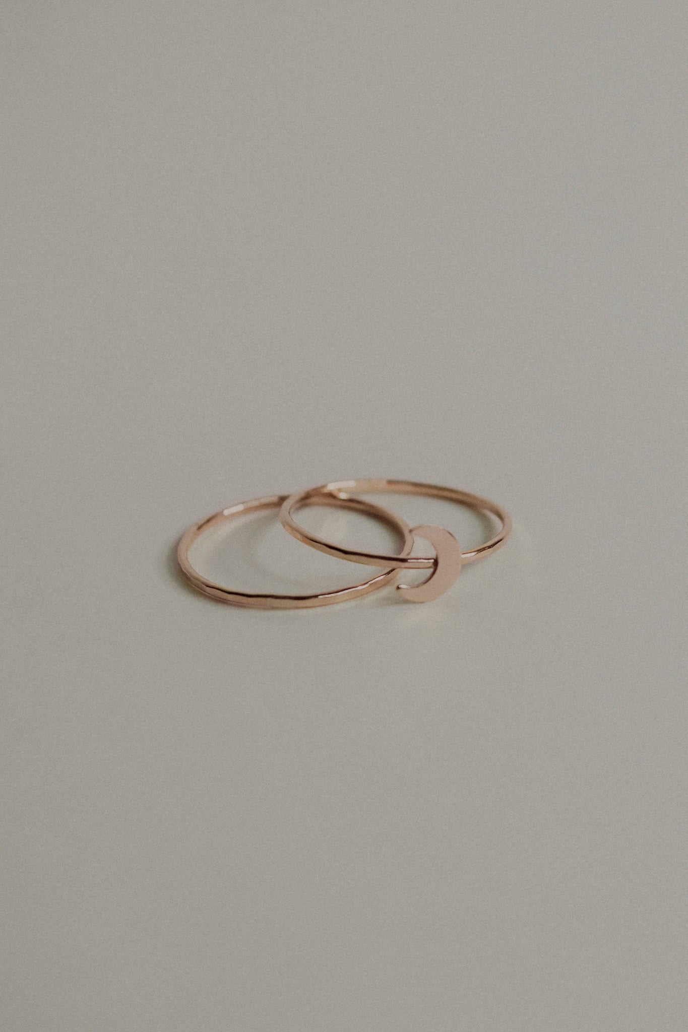 Moon Set of 2 Stacking Rings, 14K Rose Gold Fill