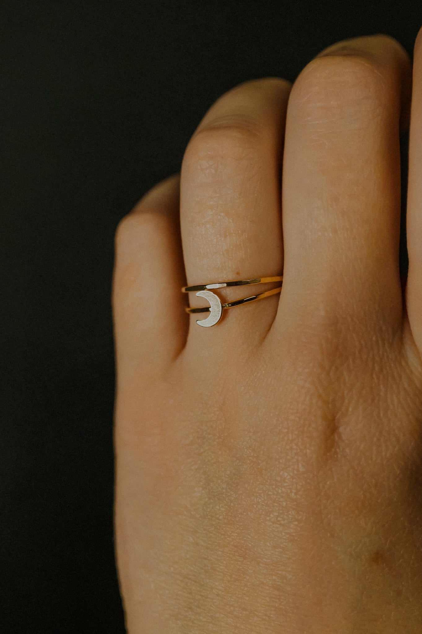 Moon Set of 2 Stacking Rings, 14K Gold Fill