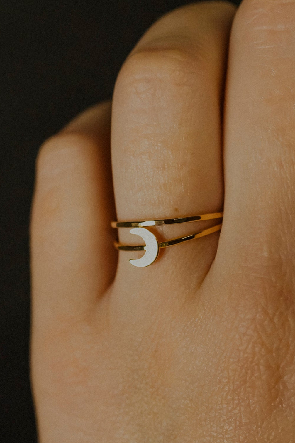 Moon Set of 2 Stacking Rings, 14K Gold Fill