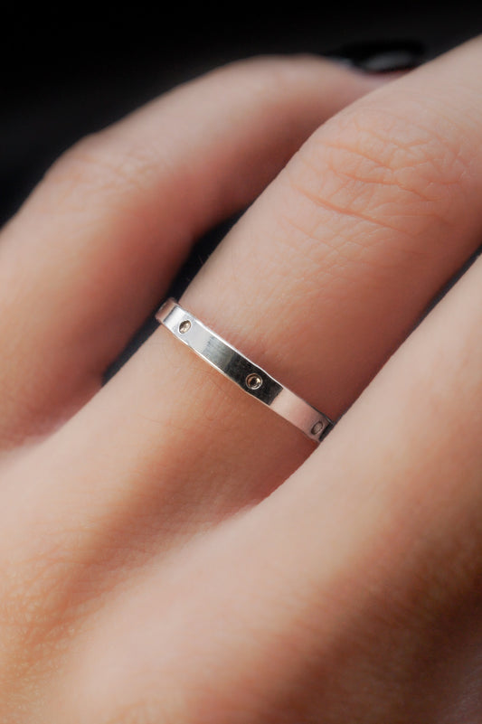 Dotted Mirror Band, Sterling Silver
