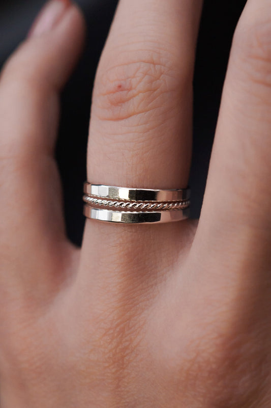 The Everyday Twist Set of 3 Stacking Rings, Gold Fill, Rose Gold Fill or Sterling Silver
