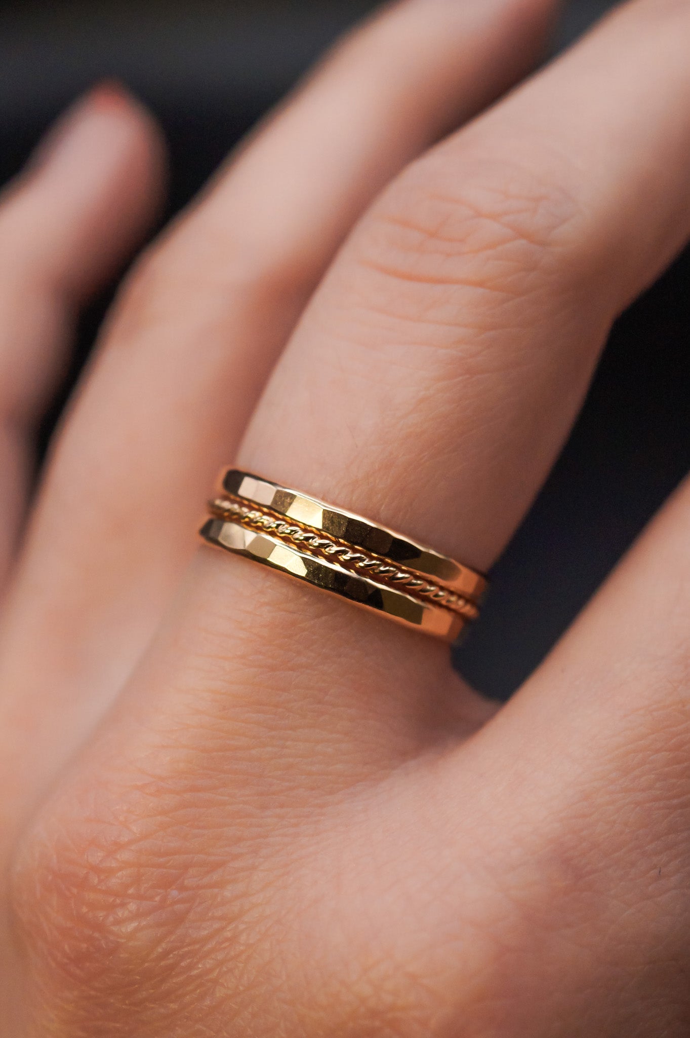 The Everyday Twist Set of 3 Stacking Rings, Gold Fill, Rose Gold Fill or Sterling Silver