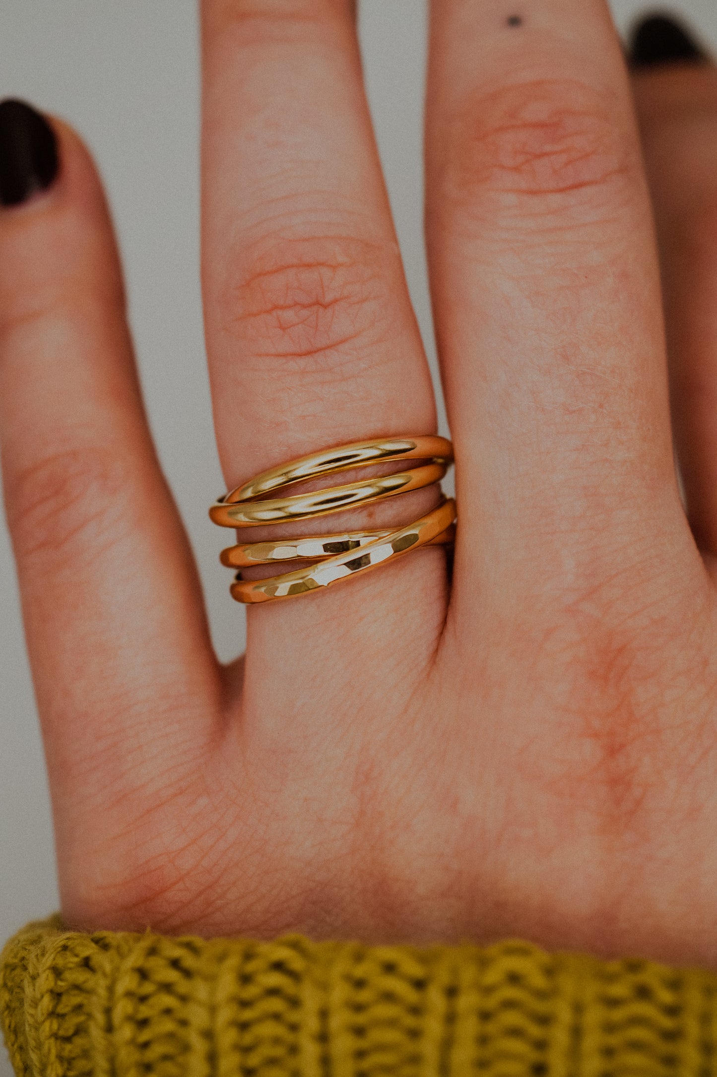 Thick Interlocking Set of 2 Rings, 14K Gold Fill