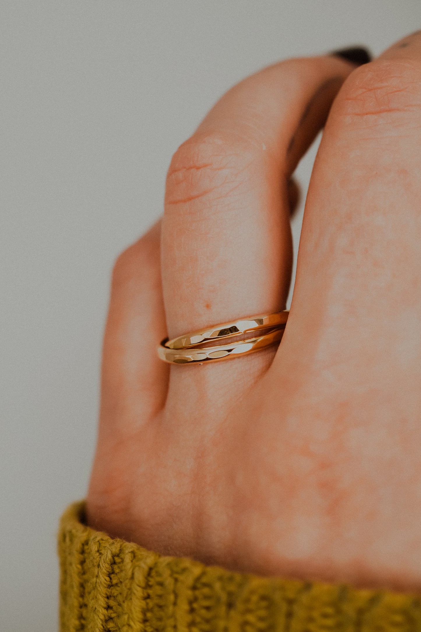 Thick Interlocking Set of 2 Rings, 14K Gold Fill