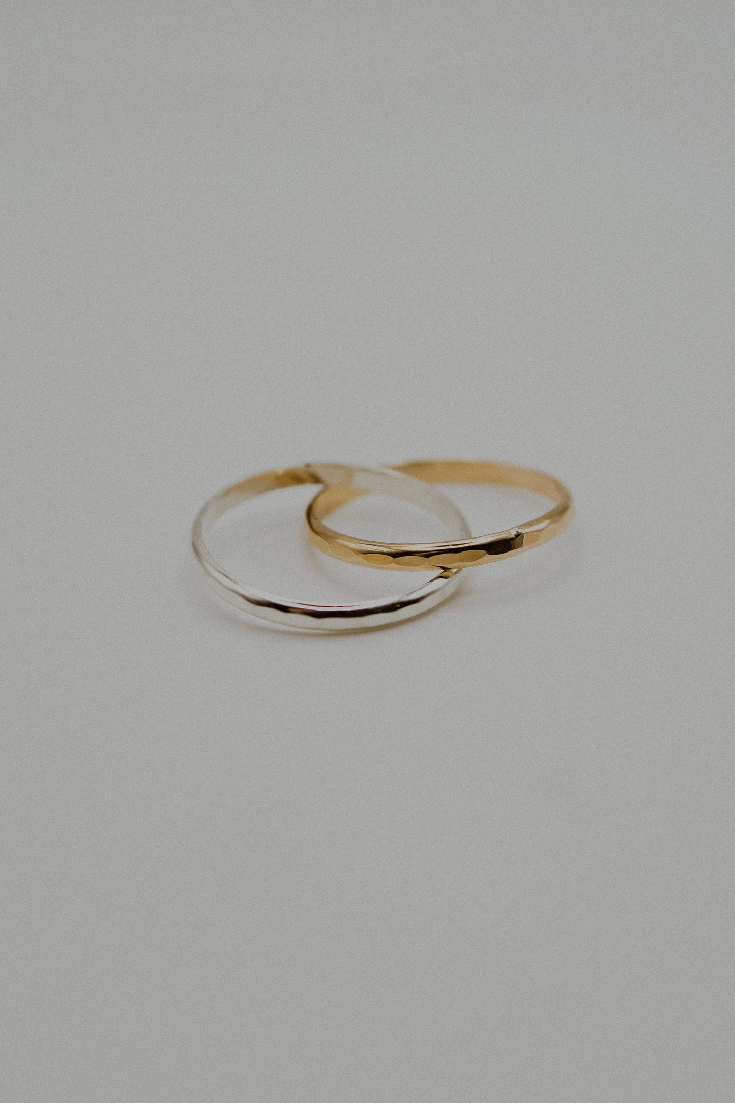 Thick Interlocking Set of 2 Rings, Sterling Silver & Gold Fill
