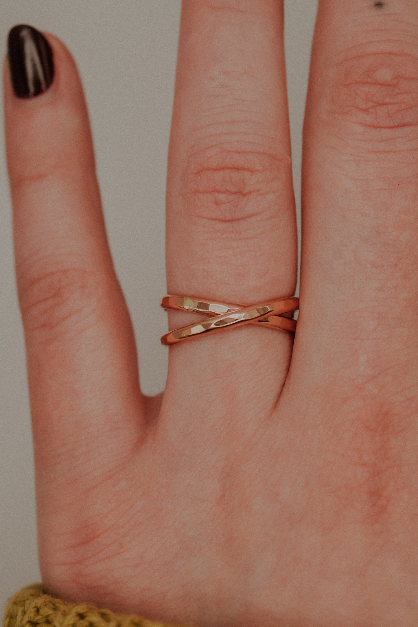 Thick Interlocking Set of 2 Rings, 14K Rose Gold Fill