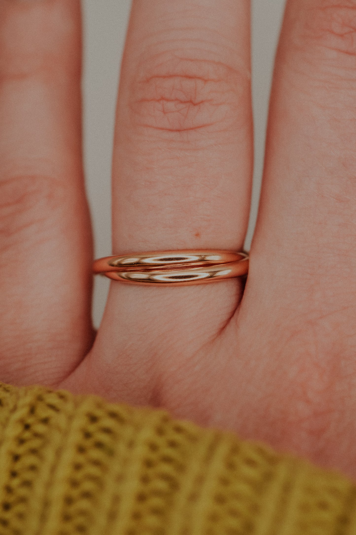 Thick Interlocking Set of 2 Rings, 14K Rose Gold Fill