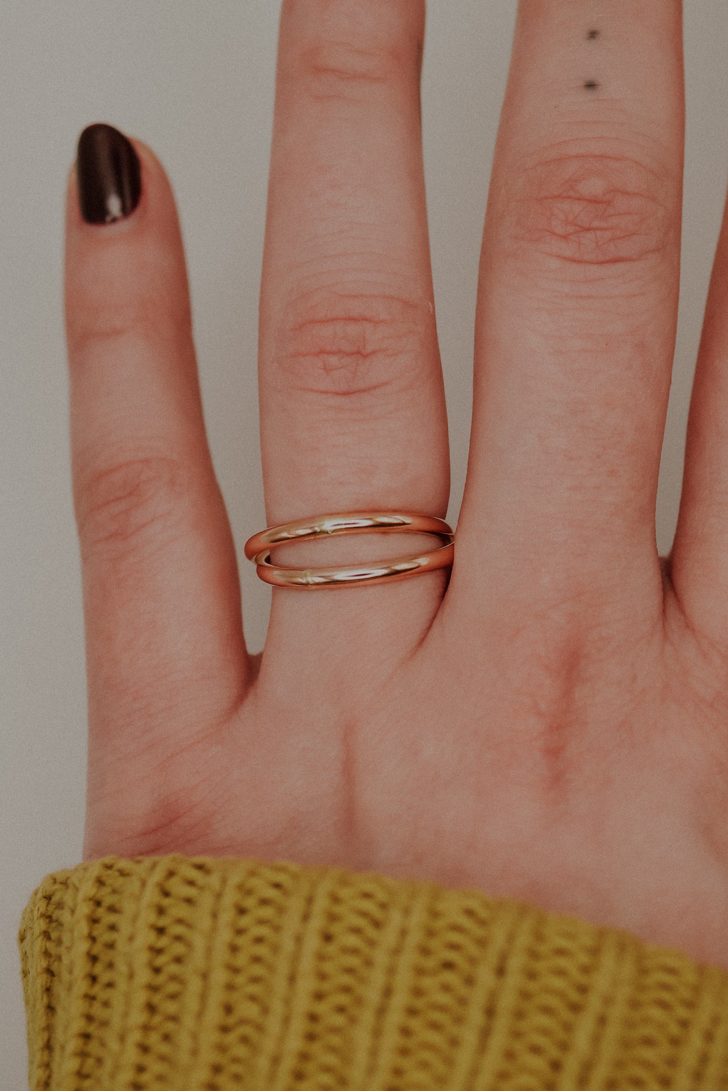 Thick Interlocking Set of 2 Rings, 14K Rose Gold Fill