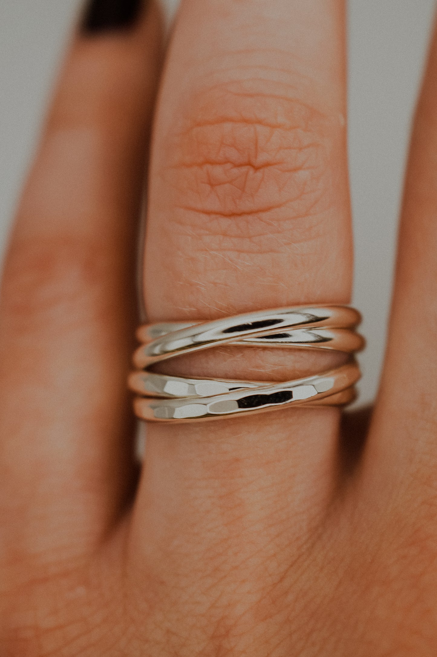 Thick Interlocking Set of 2 Rings, Sterling Silver
