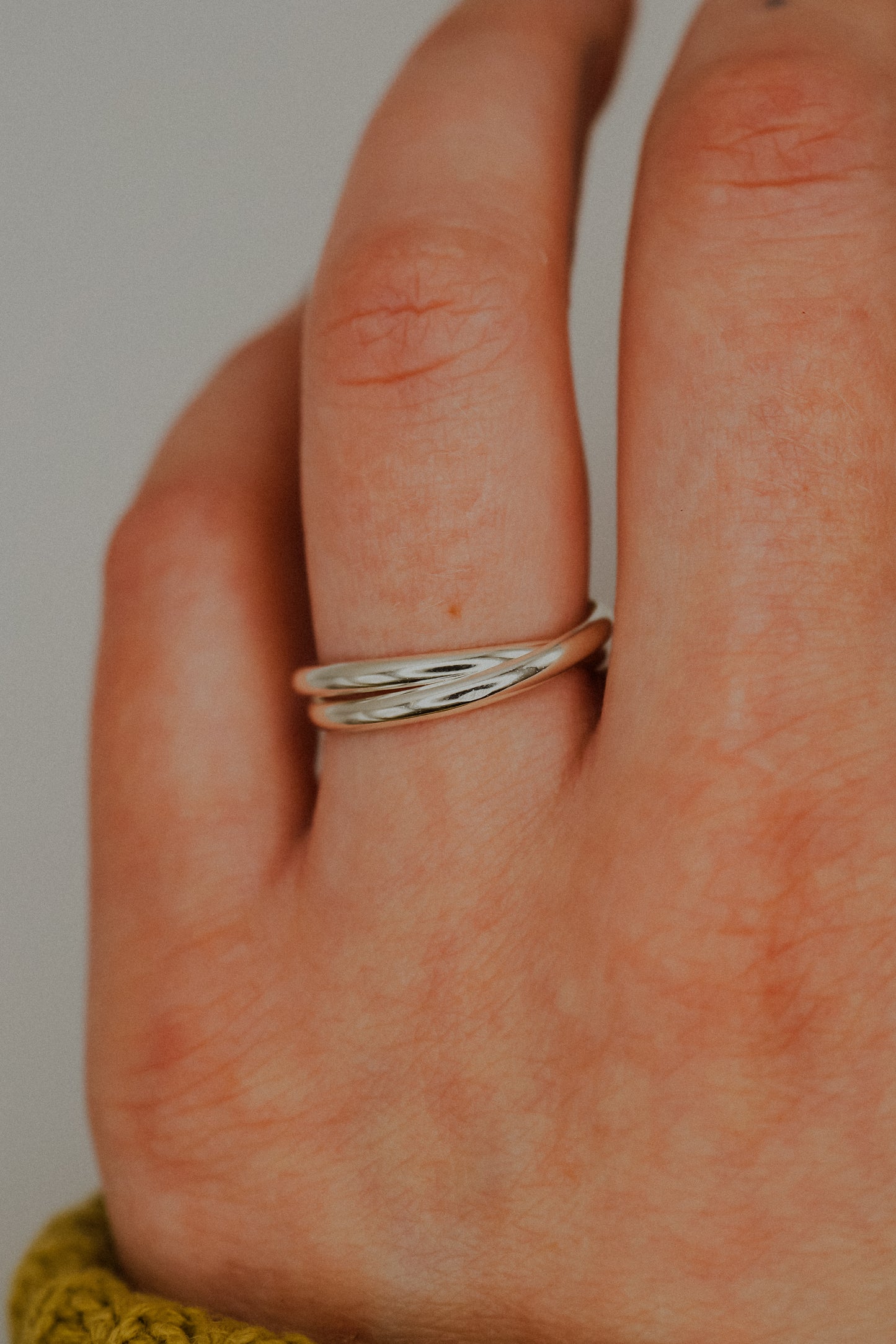 Thick Interlocking Set of 2 Rings, Sterling Silver