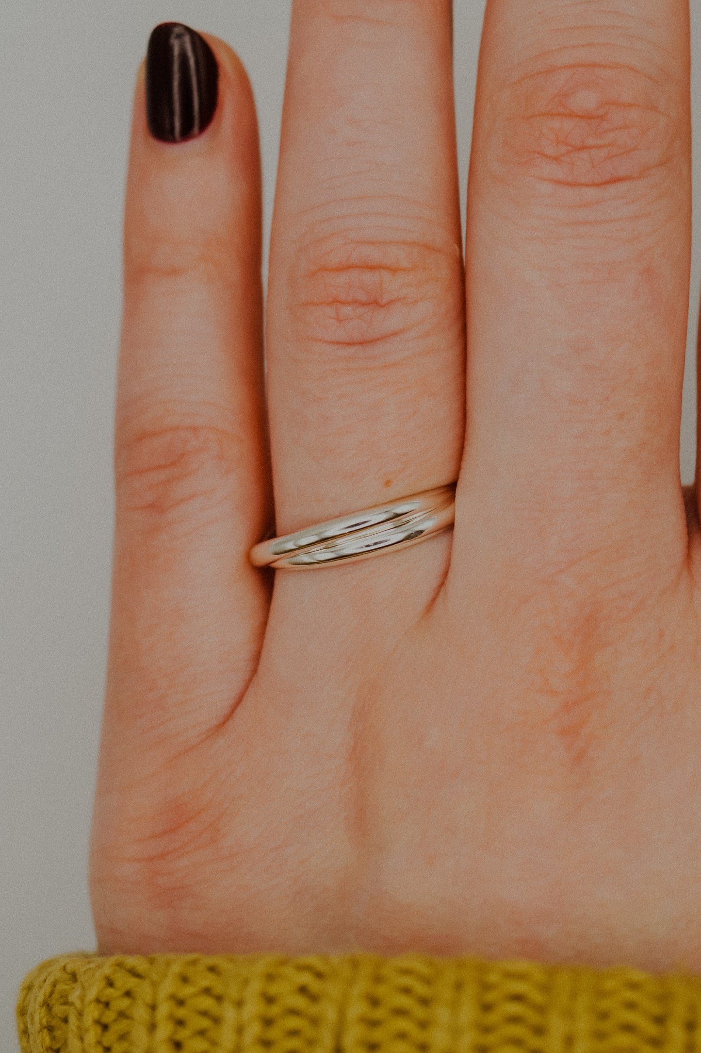 Thick Interlocking Set of 2 Rings, Sterling Silver