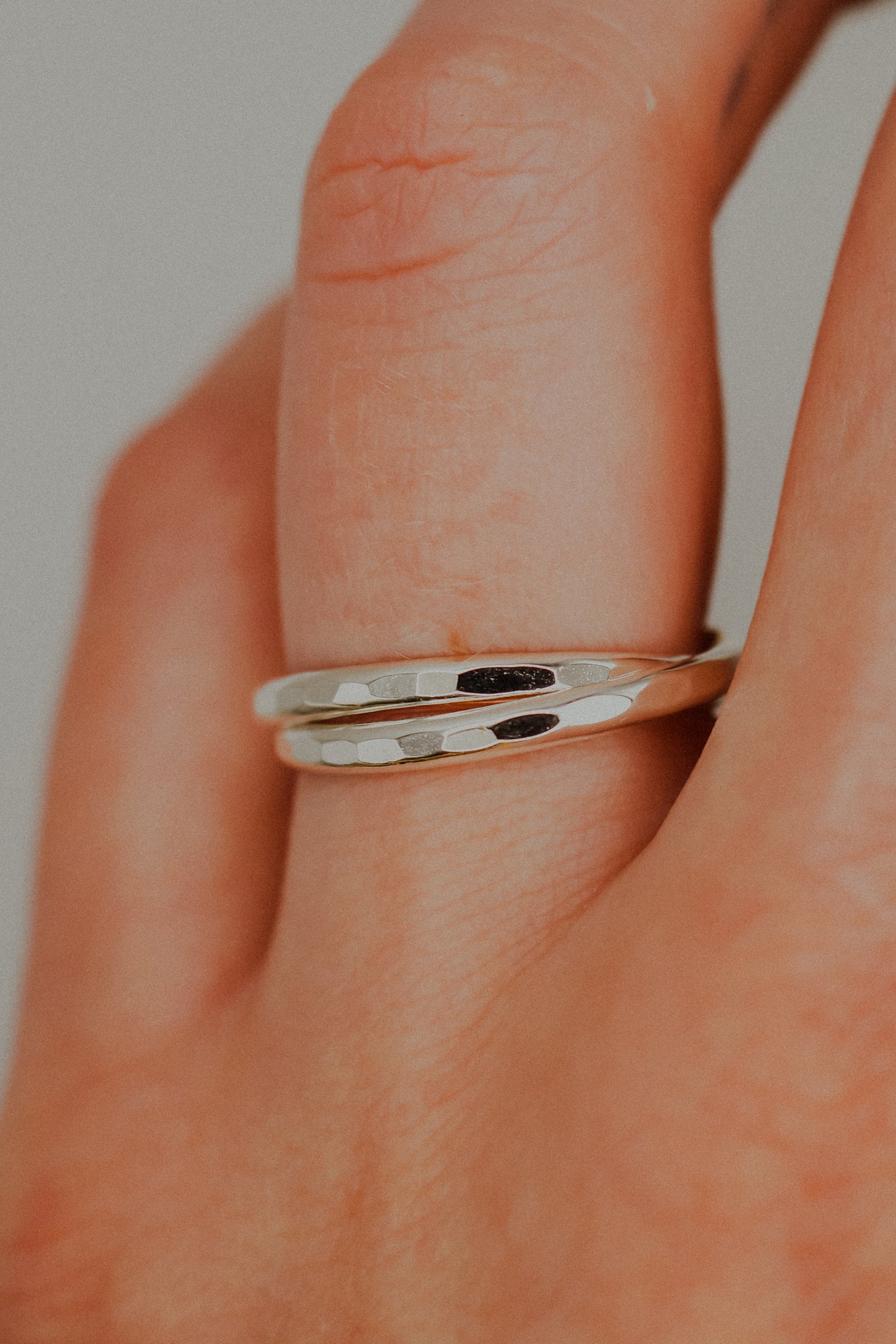 Thick Interlocking Set of 2 Rings, Sterling Silver
