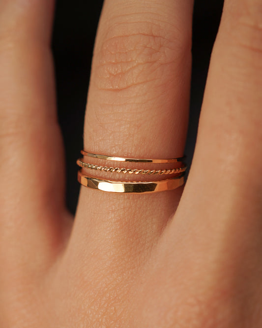 Extra Thick Twist Set of 3 Stacking Rings, Gold Fill, Rose Gold Fill or Sterling Silver