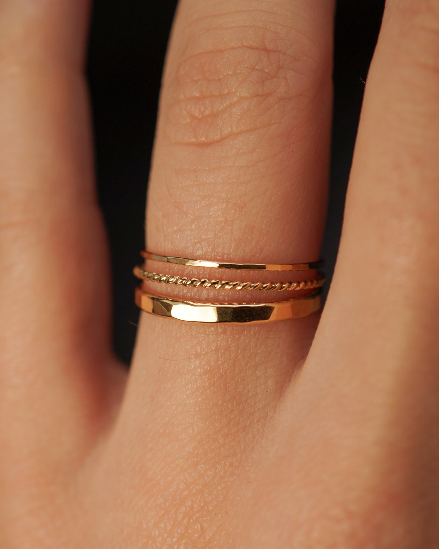 Extra Thick Twist Set of 3 Stacking Rings, Gold Fill, Rose Gold Fill or Sterling Silver