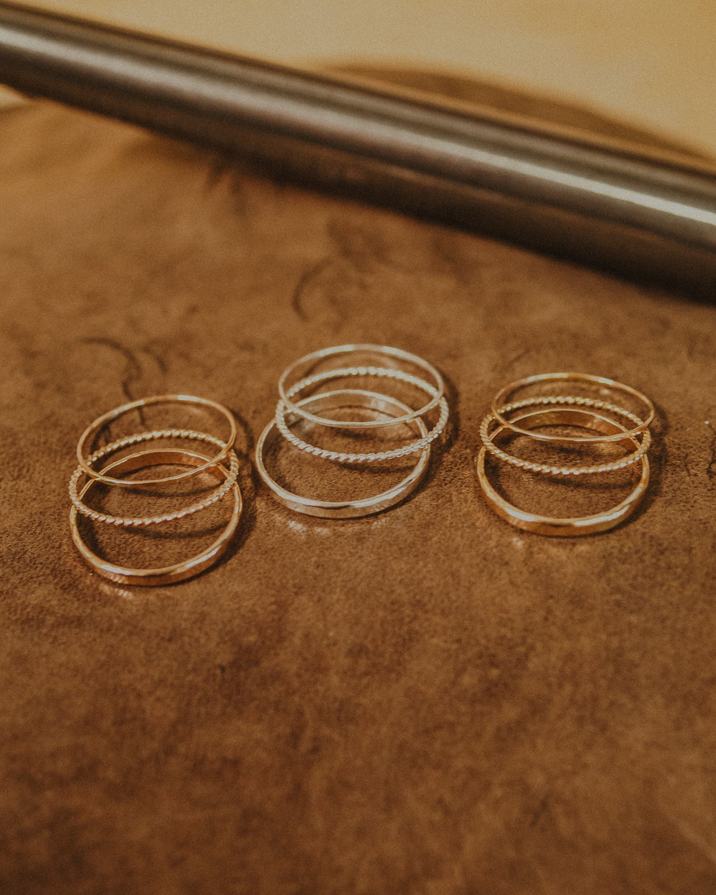 Extra Thick Twist Set of 3 Stacking Rings, Gold Fill, Rose Gold Fill or Sterling Silver