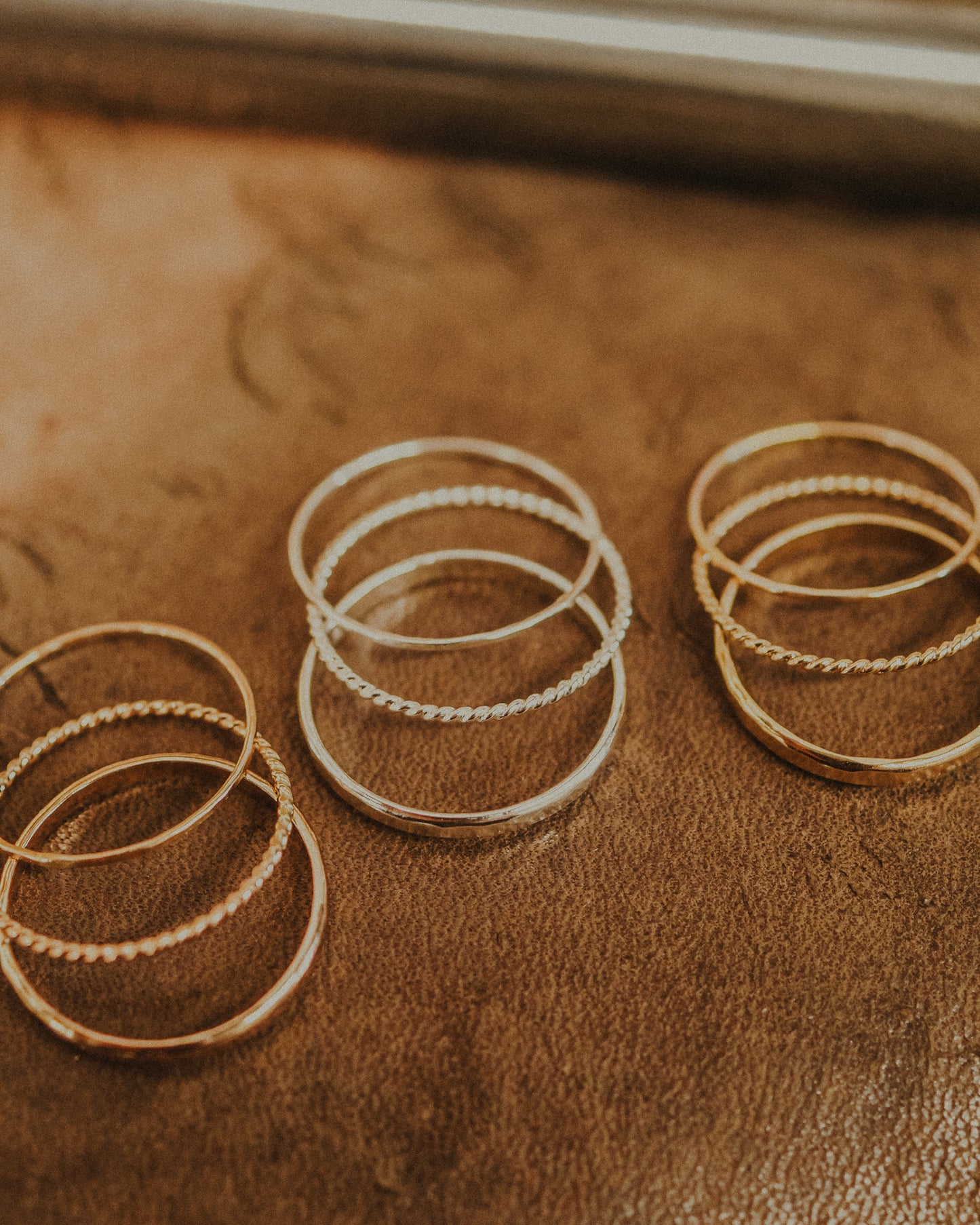 Extra Thick Twist Set of 3 Stacking Rings, Gold Fill, Rose Gold Fill or Sterling Silver