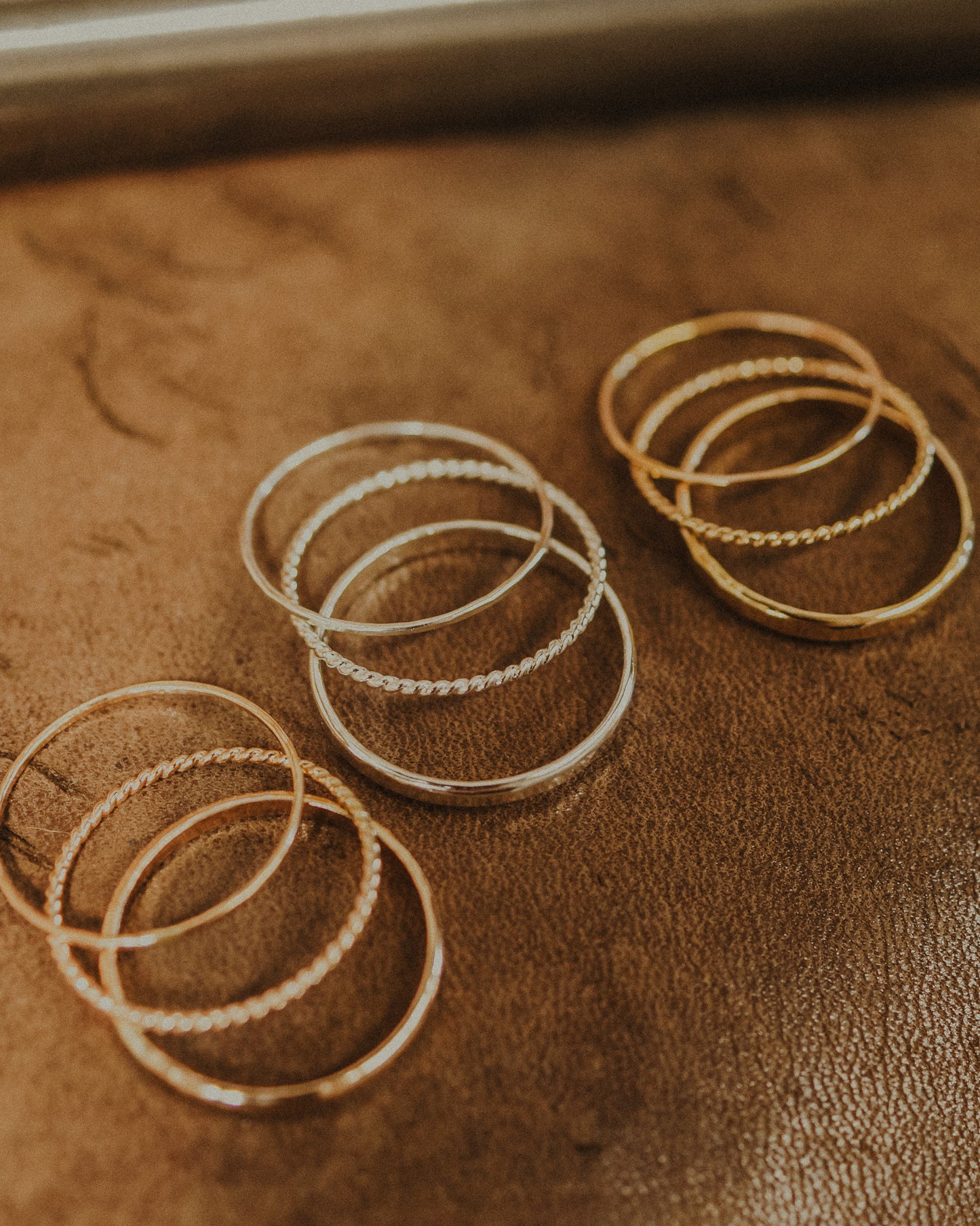 Extra Thick Twist Set of 3 Stacking Rings, Gold Fill, Rose Gold Fill or Sterling Silver